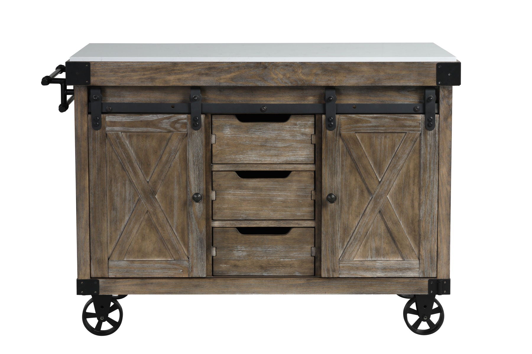 ACME Alforvott - Serving Cart - Marble & Weathered Gray Finish | Meri Furniture