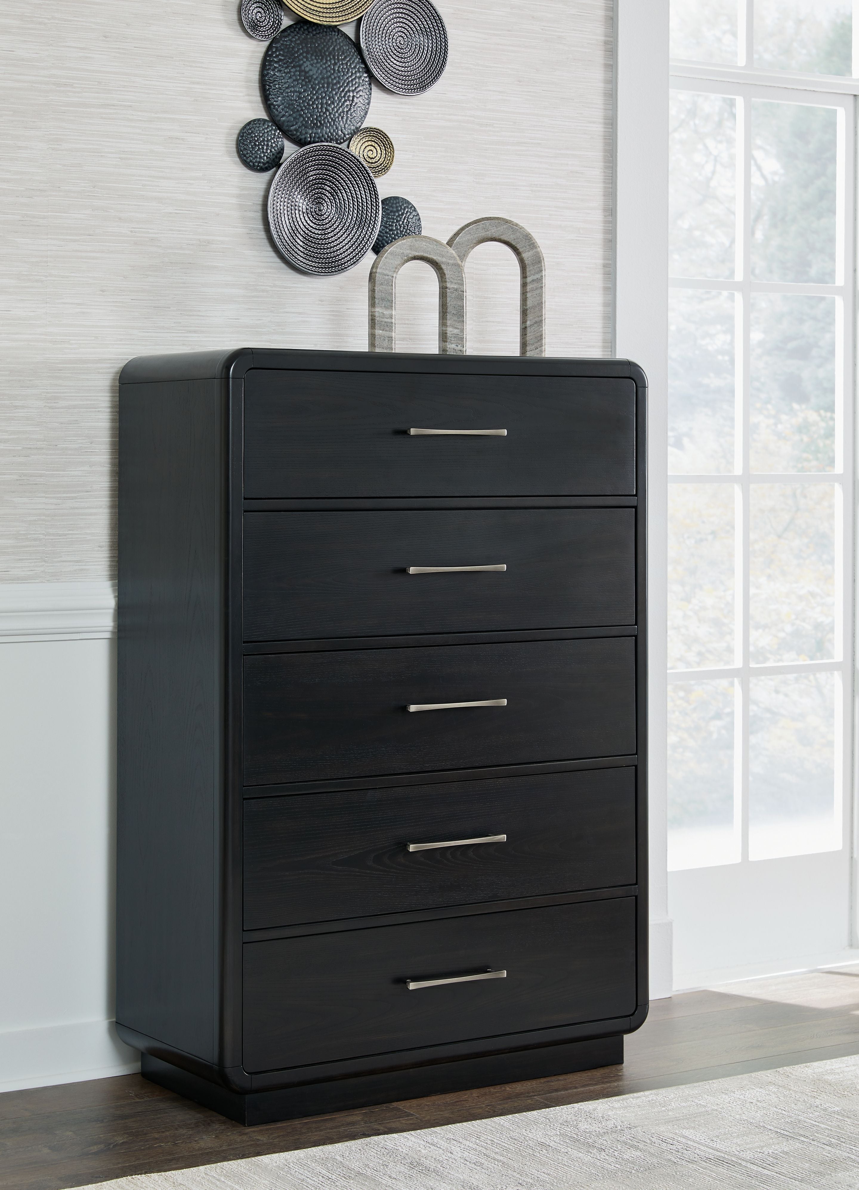 Signature Design by Ashley® Rowanbeck - Black - Five Drawer Chest | Meri Furniture