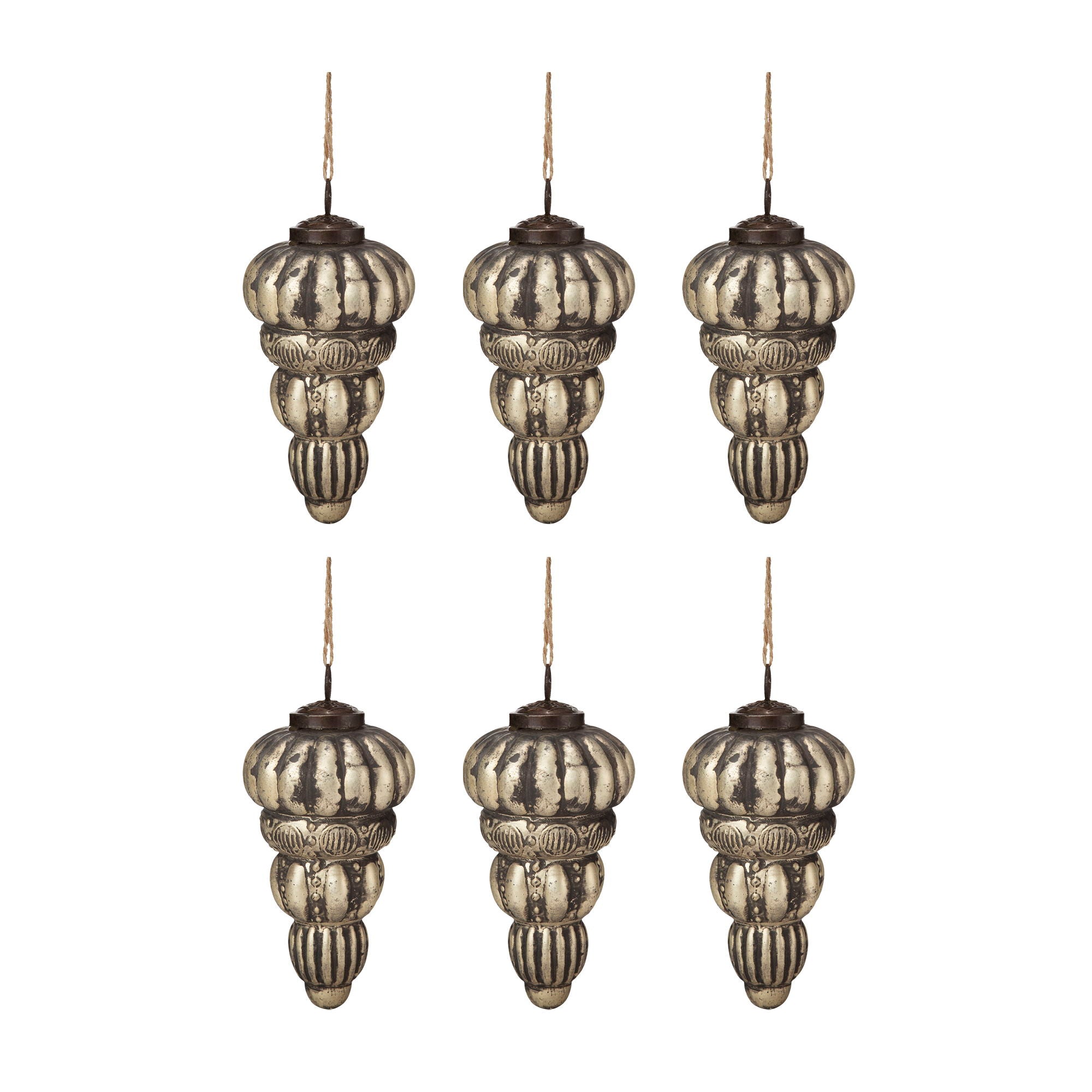 Tear Drop Ornament, Glass Decorative Hanging Christmas Tree Ornaments For Holiday Party Decorations (Set of 6) - Silver