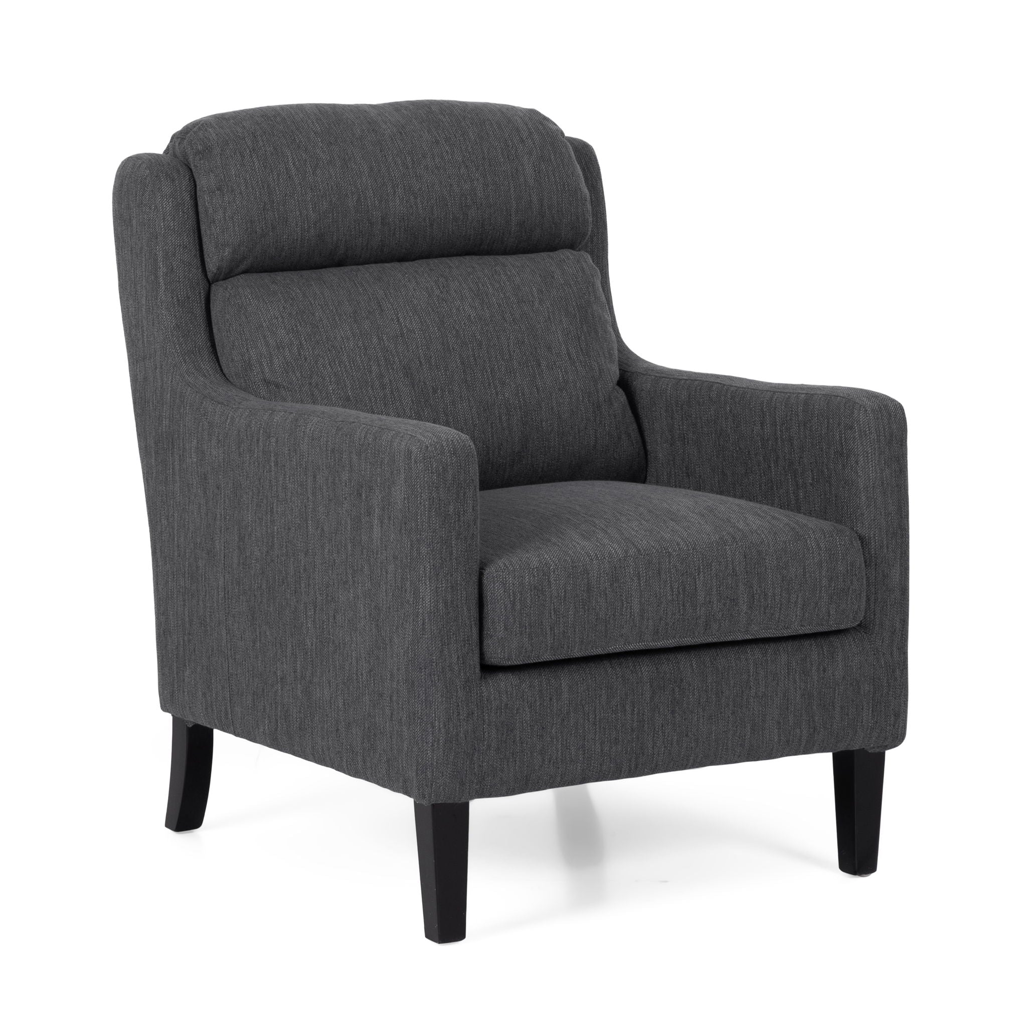 Contemporary Club Chair With Upholstered Fabric And Rubberwood Legs