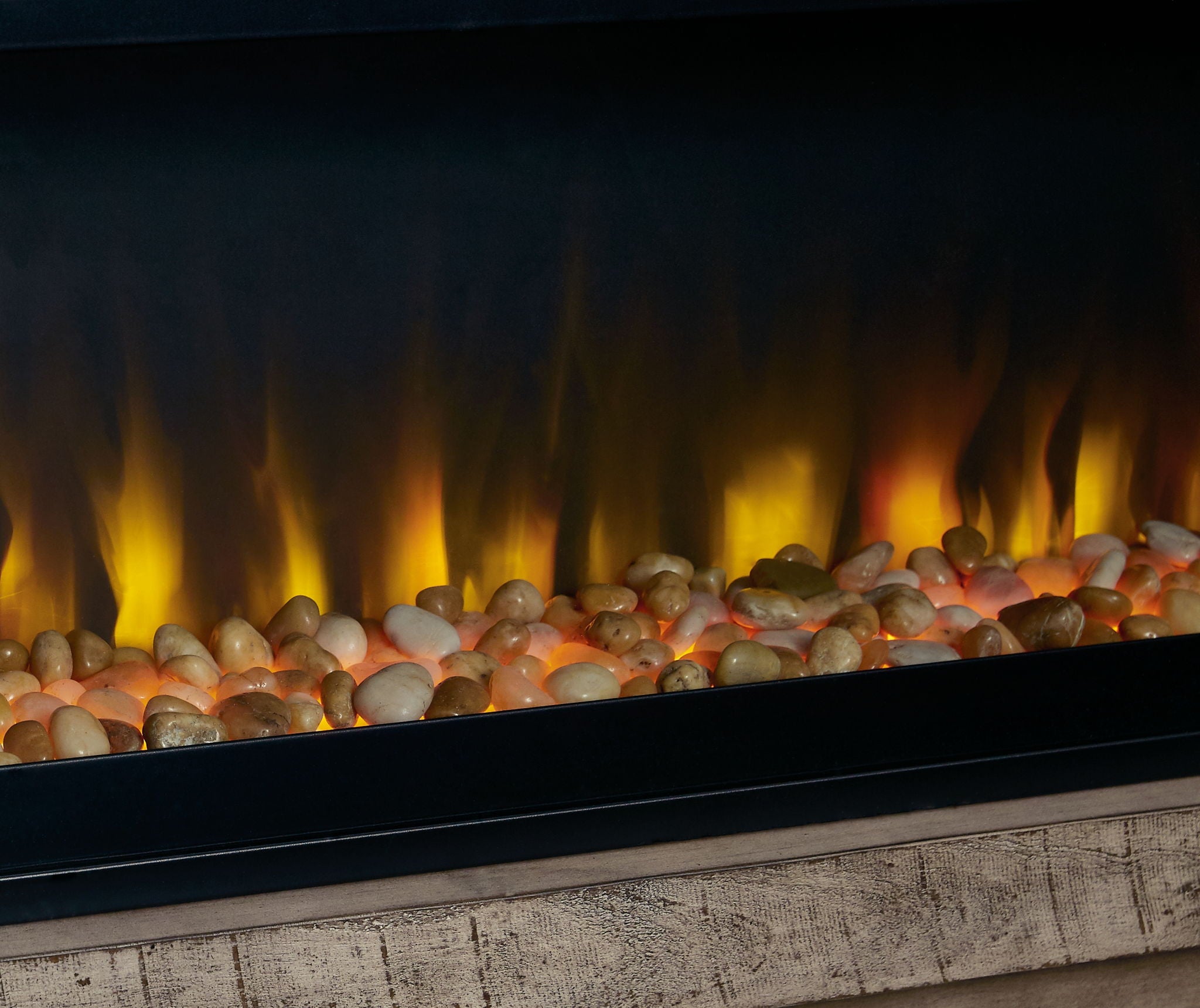 Krystanza - TV Stand with Wide Fireplace Insert - Weathered Gray