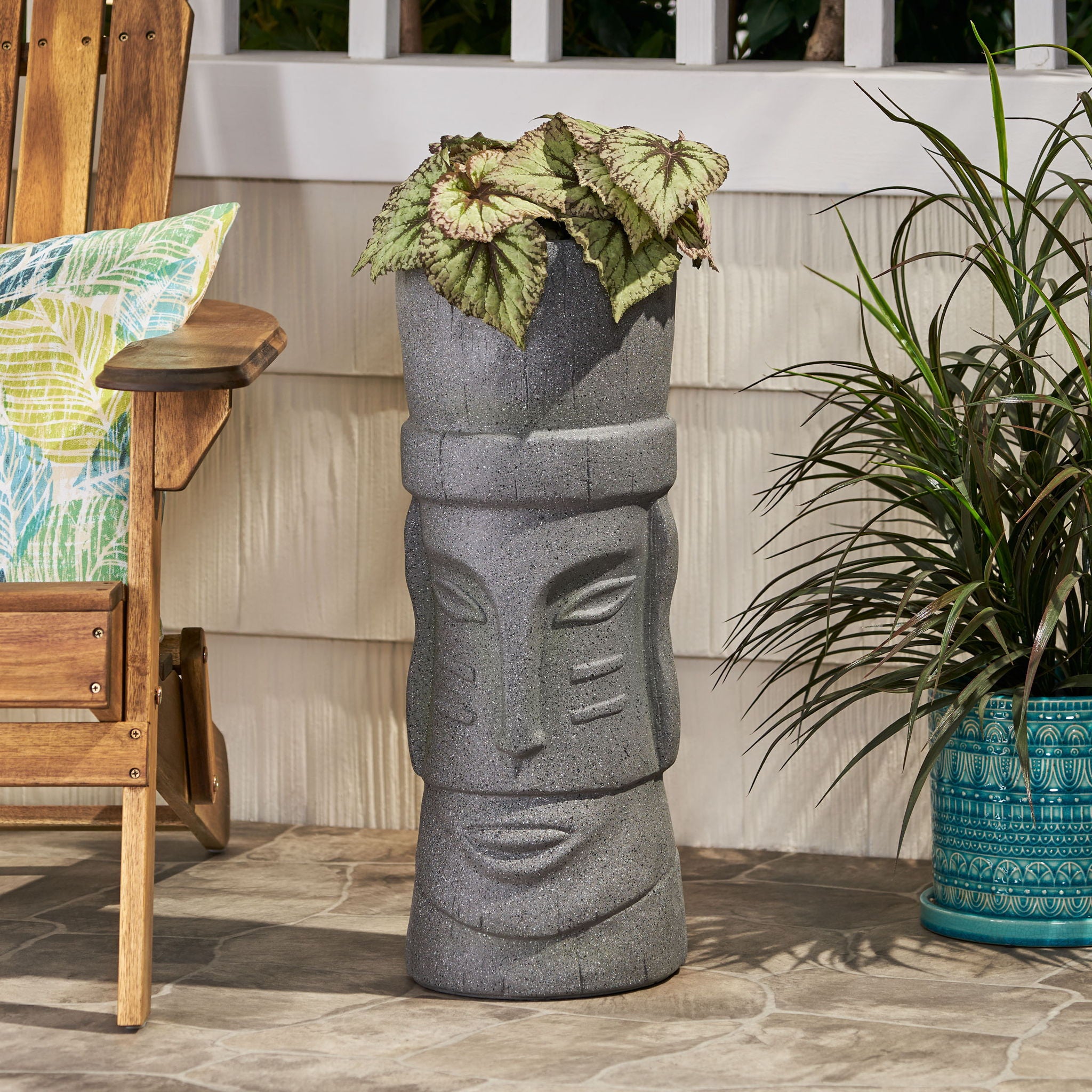 Classic Flower Planter With Magnesium Oxide Material - Stone Gray