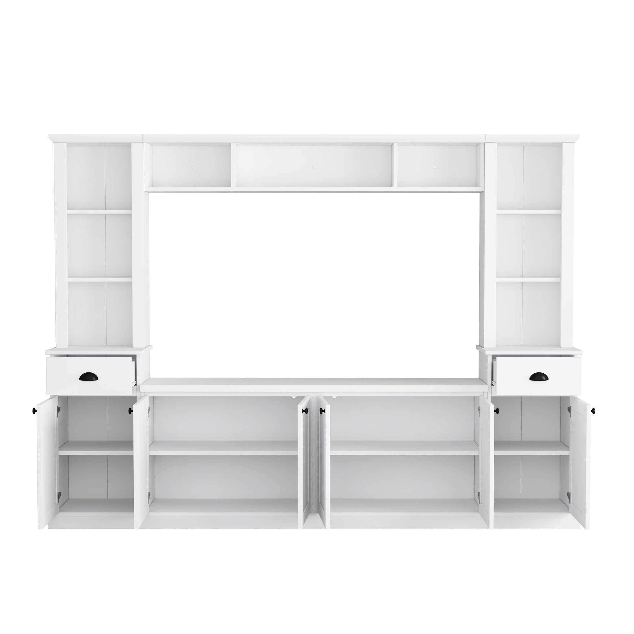 Minimalist Entertainment Wall Unit Set With Bridge For TVs Up To 75"