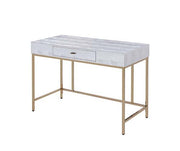 ACME Piety - Vanity Desk - Silver PU & Champagne Finish | Meri Furniture