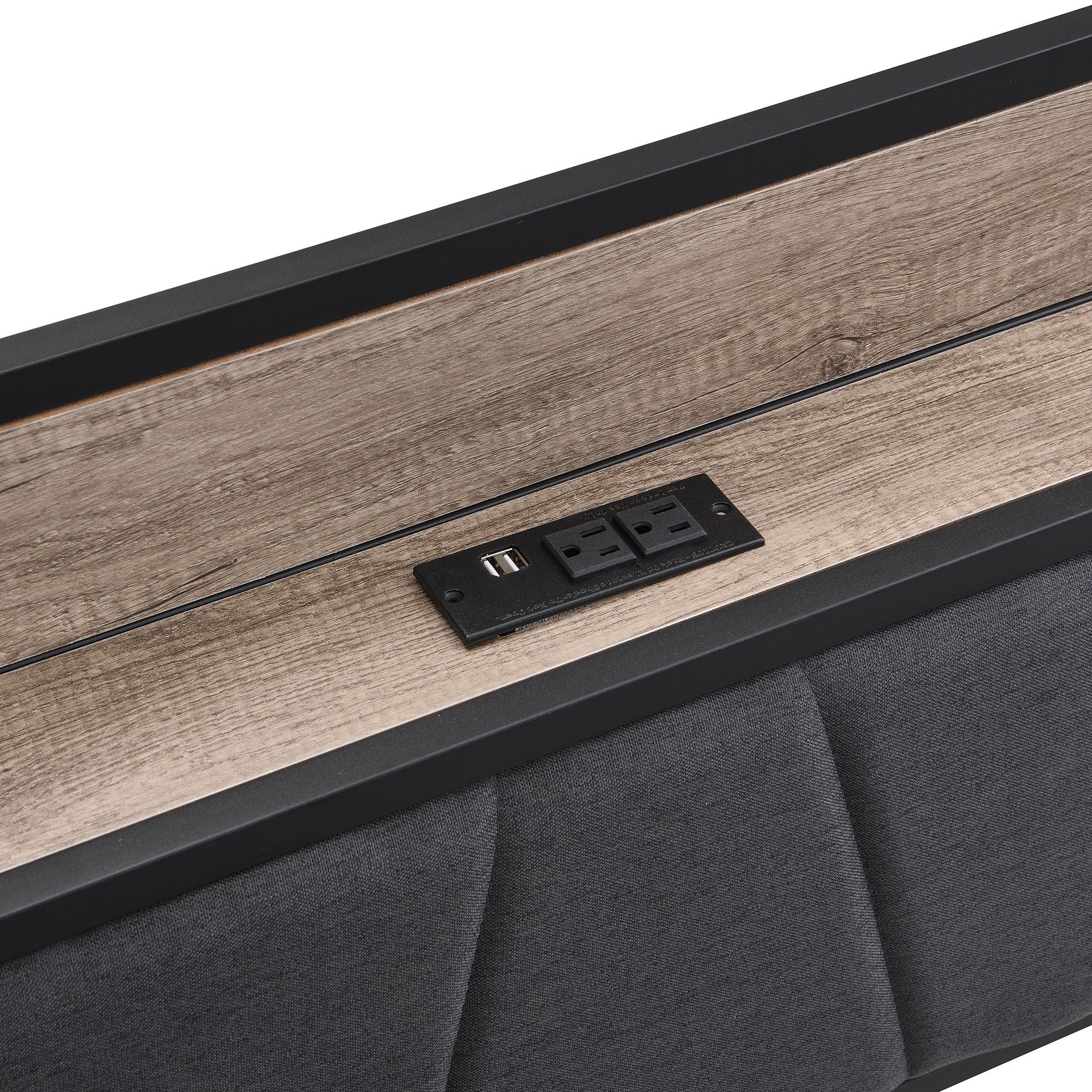 Modern Platform Bed Frame With Upholstered Storage Headboard, USB Ports
