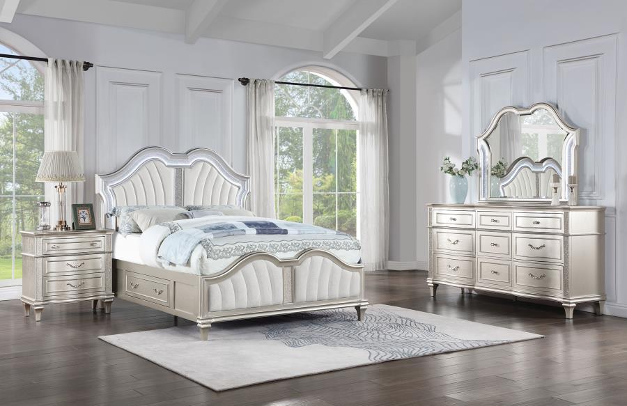 Coaster Fine Furniture Evangeline - Storage Bedroom Set With LED Headboard | Meri Furniture