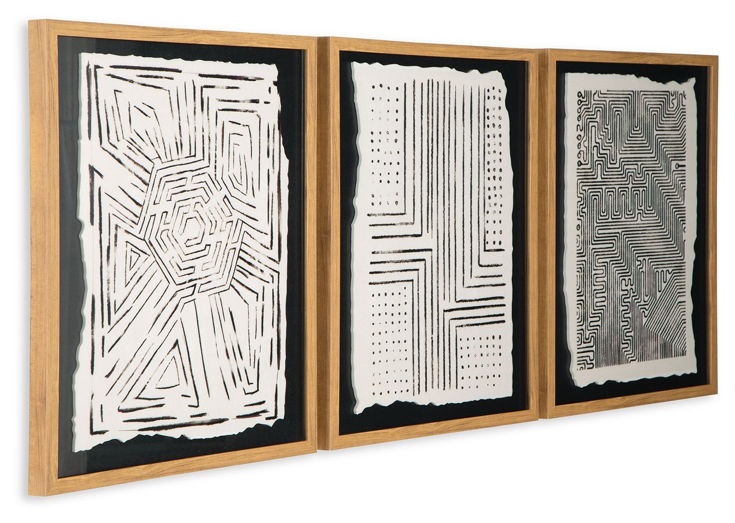 Signature Design by Ashley® Wonderstow - Black / Beige - Wall Art Set (Set of 3) | Meri Furniture