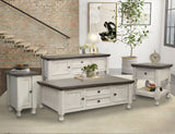 International Furniture Direct Stone - Sofa Table With 2 Drawer / 2 Doors / Shelf - Antiqued Ivory / Weathered Gray | Meri Furniture