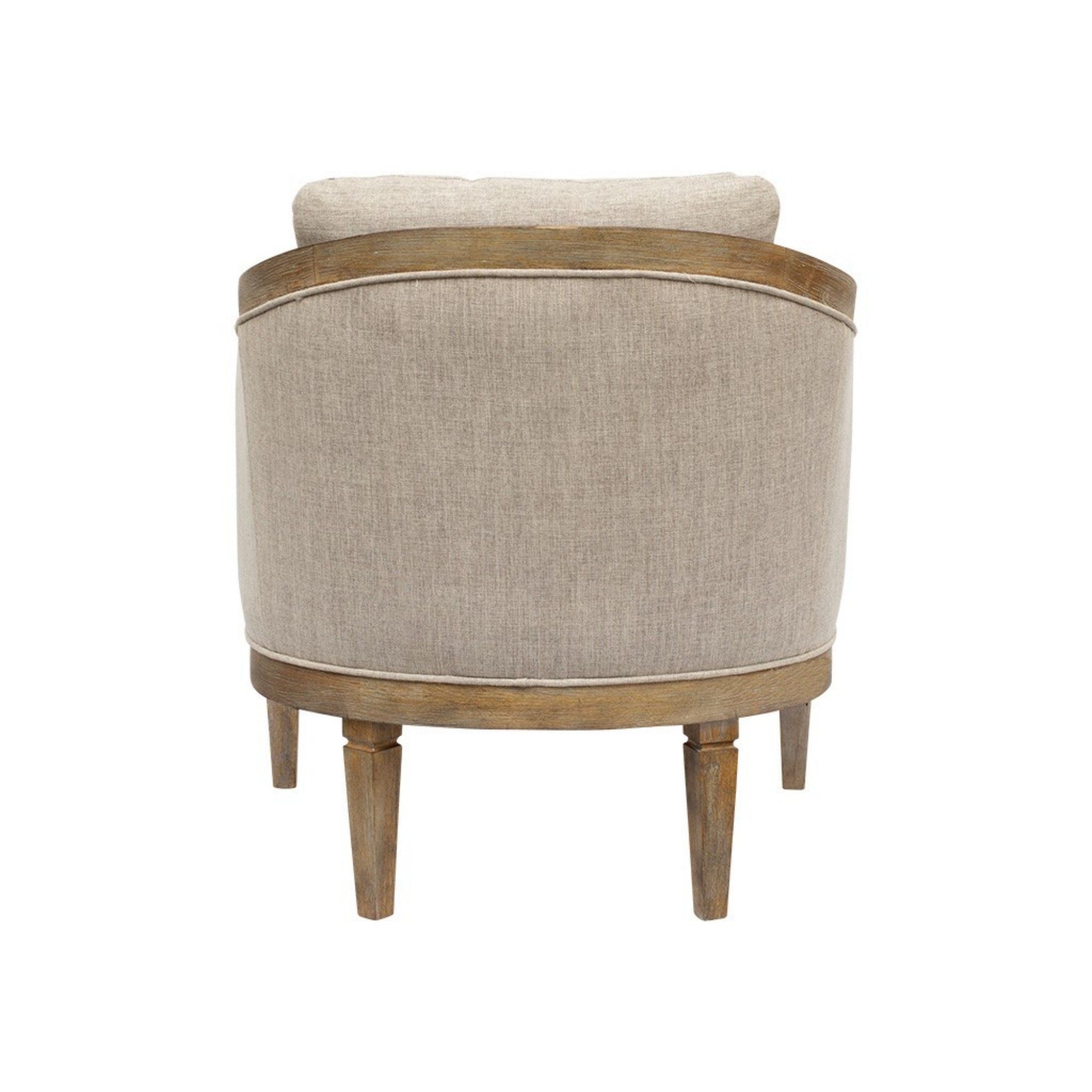 Classic Chair With Solid Wood Frame And Jacquard Upholstery - Beige