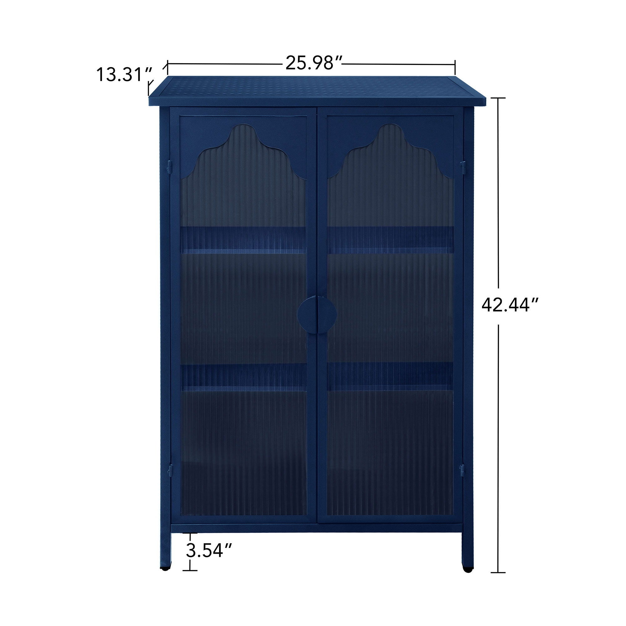 2 Doors Metal Storage Cabinet Display Cabinet With Glass Doors Metal Kitchen Sideboard Buffet Cabinet Glass Storage Cabinet For Dining Room Living Room Bedroom - Dark Blue