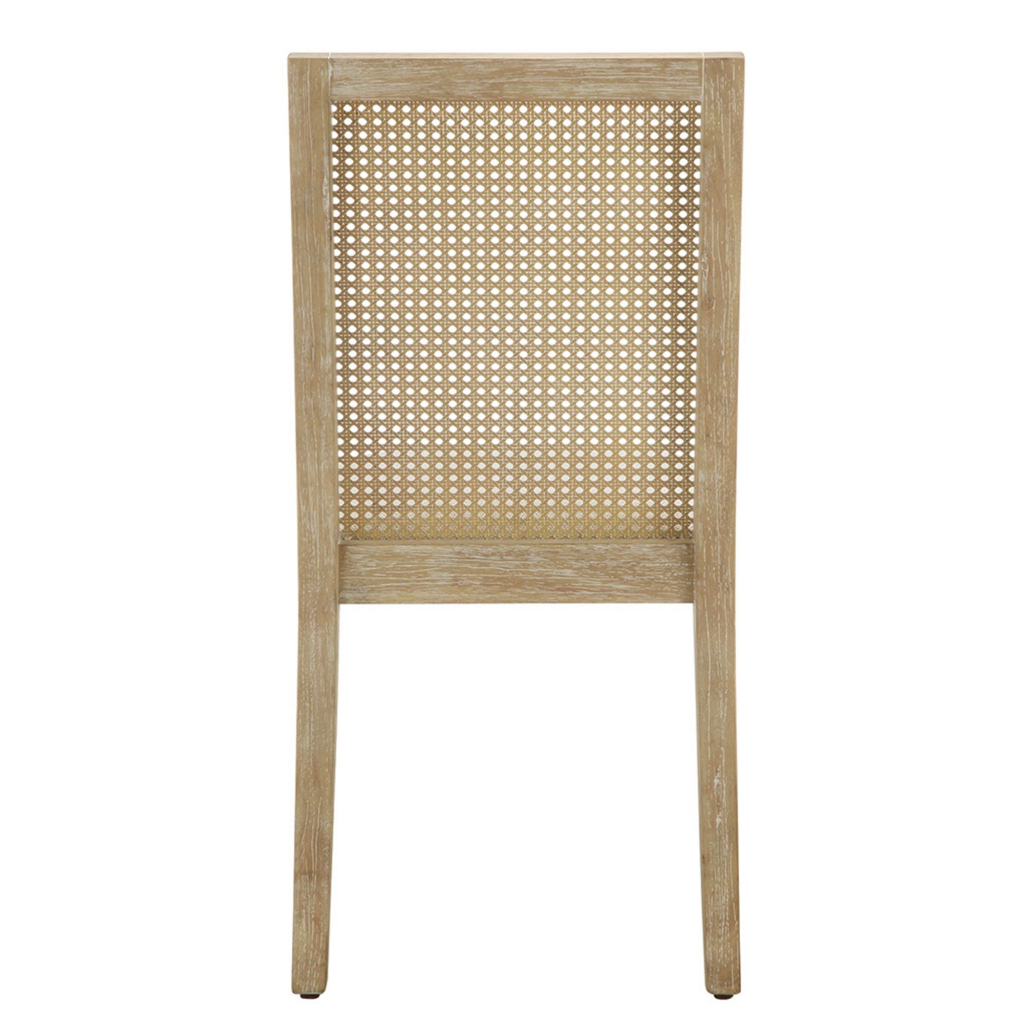 Dining Chair With Synthetic Cane Back And Upholstered Seat (Set of 2) - Natural
