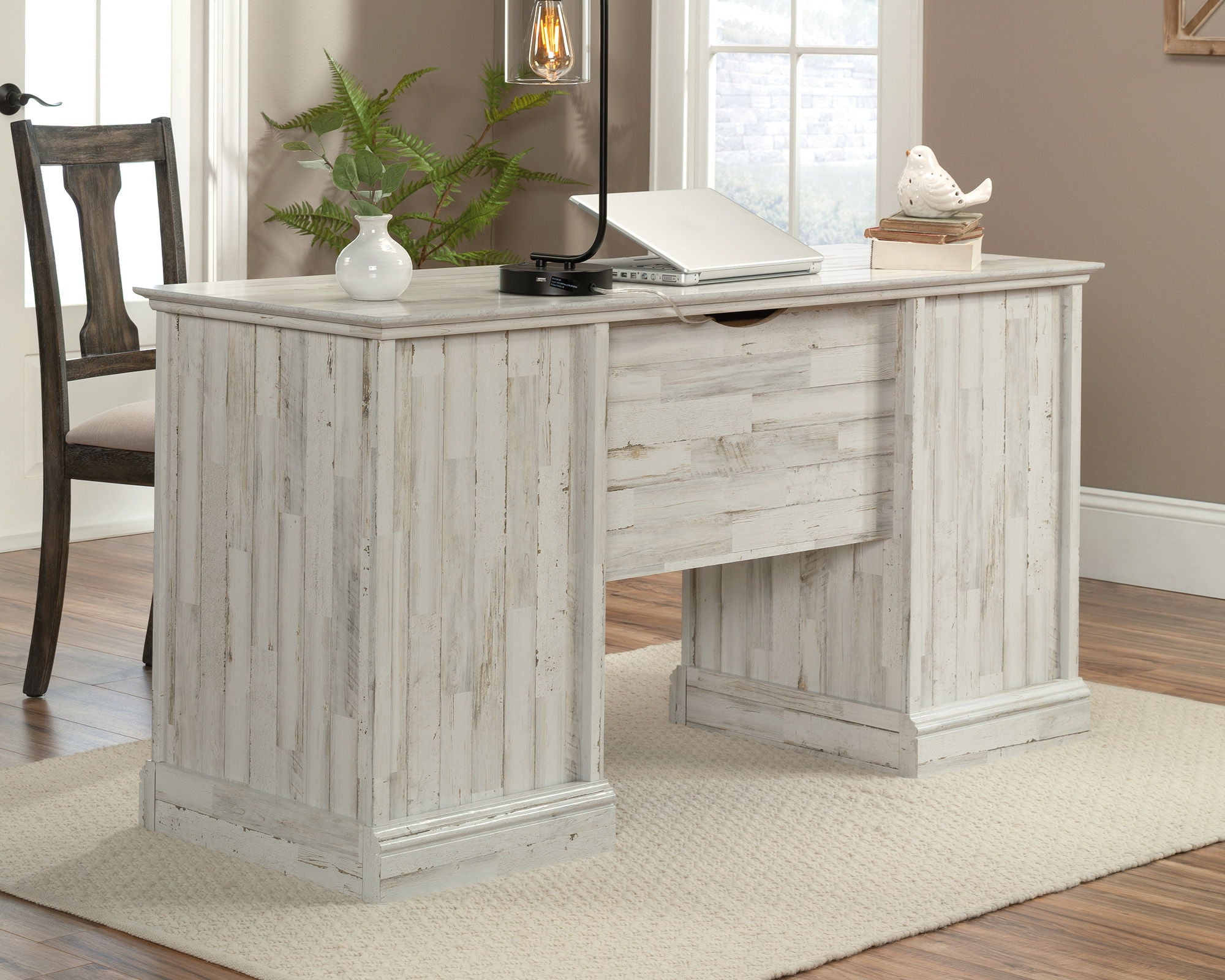 Home Office Executive Desk in White Plank