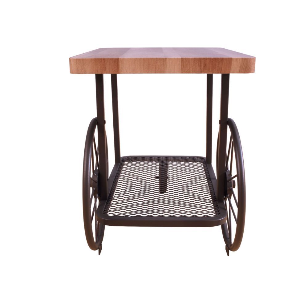 ACME Francie - End Table - Oak & Antique Gray | Meri Furniture