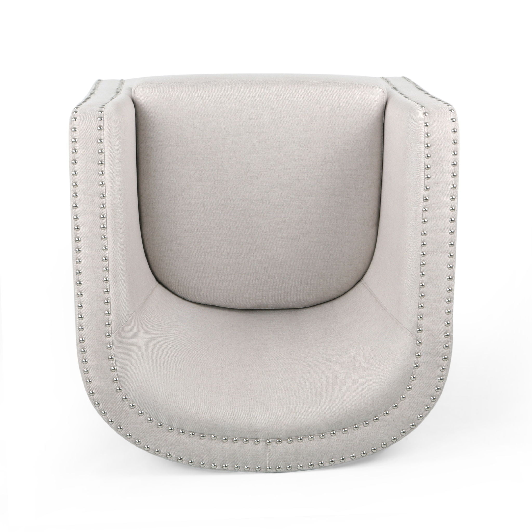 Modern Upholstered Swivel Club Chair With Nailhead Trim