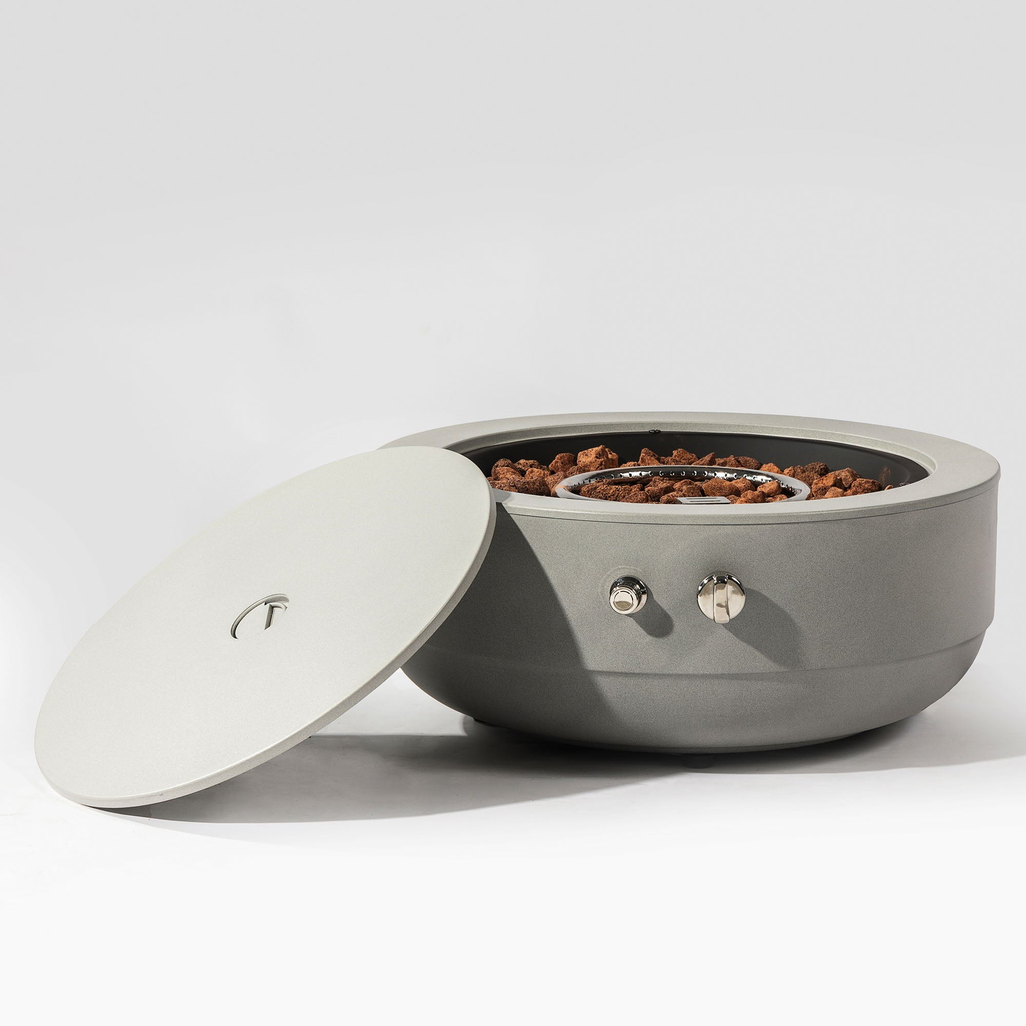 23" Propane Gas Fire Pit Bowl, 40000 Btu Round Steel Fire Pit For Outside Patio Deck Garden Backyard - Gray