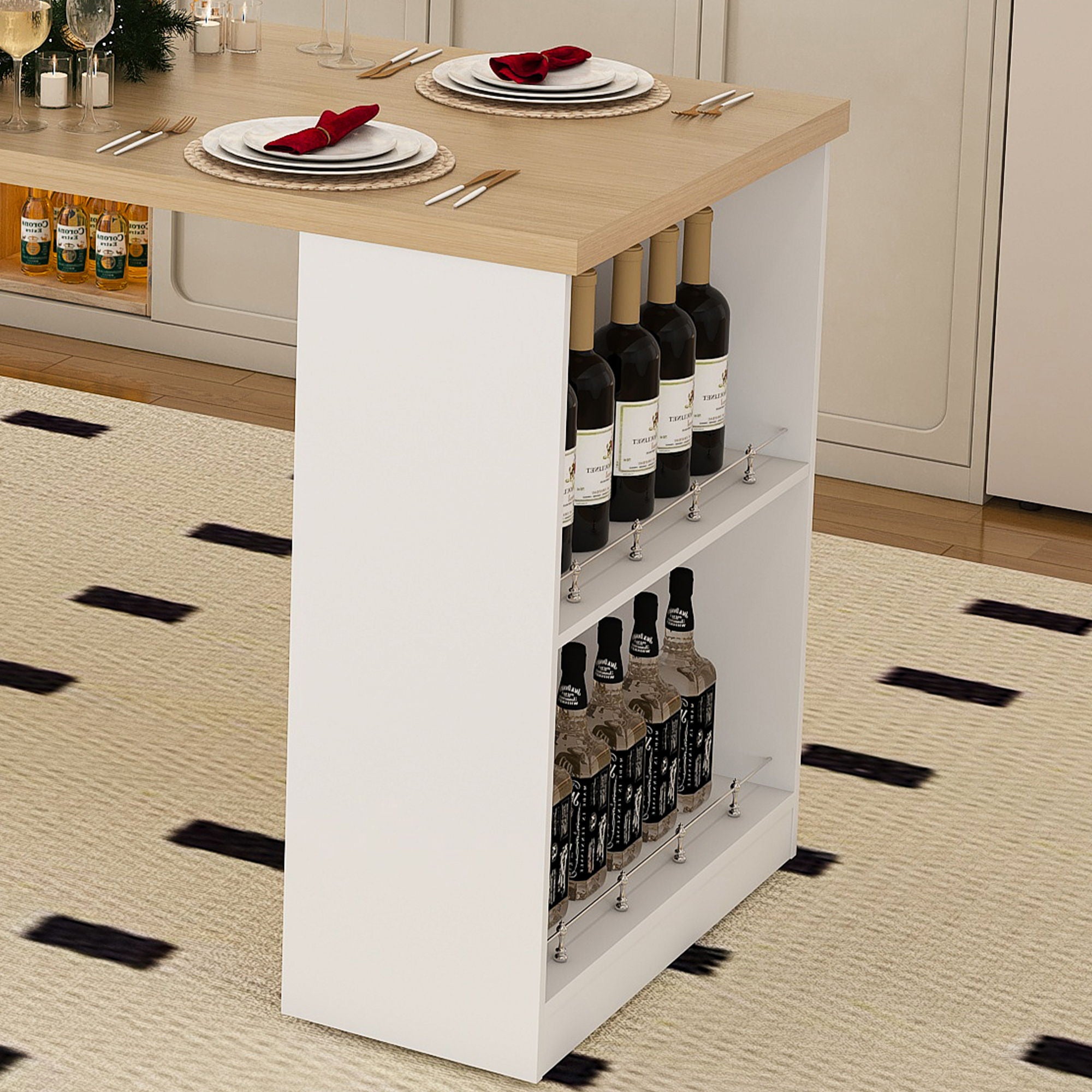 Expandable Kitchen Island With Power Outlet