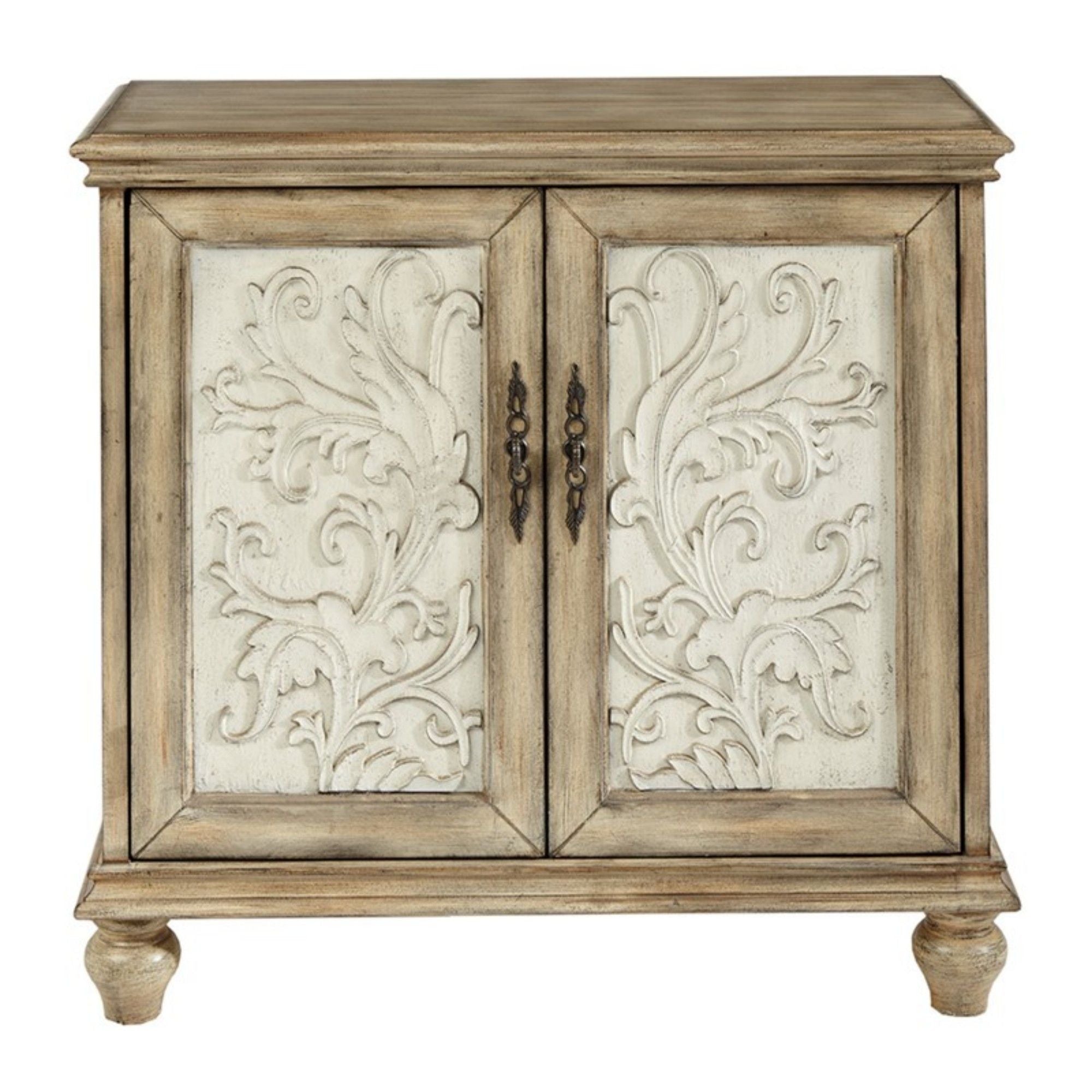 Driscoll - 2 Door Cabinet With Floral Design - Reclaimed Natural