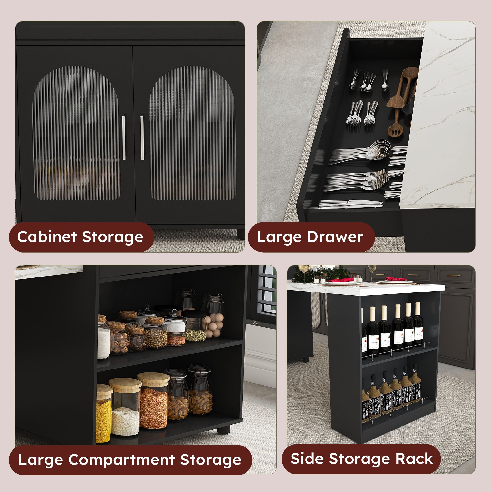 Expandable Kitchen Island With Power Outlet