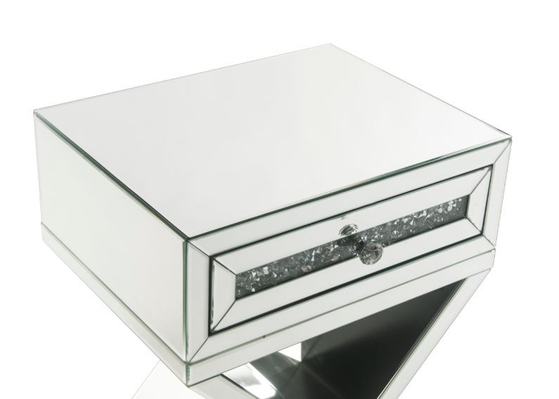 ACME Noralie - Accent Table X-Shaped Base - Pearl Silver - Wood | Meri Furniture