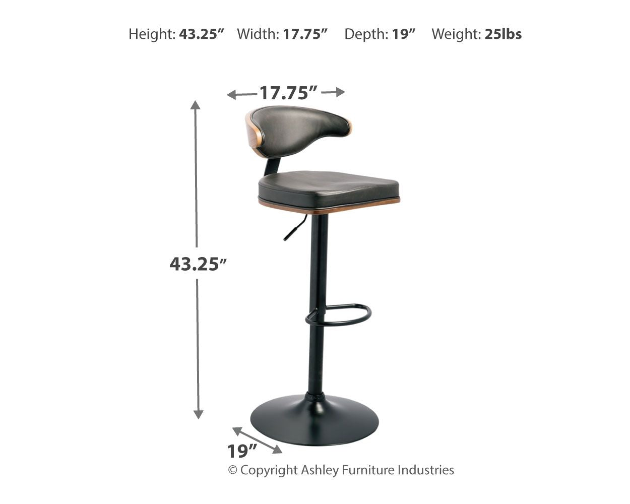 Signature Design by Ashley® Bellatier - Brown / Black - Tall Uph Swivel Barstool | Meri Furniture