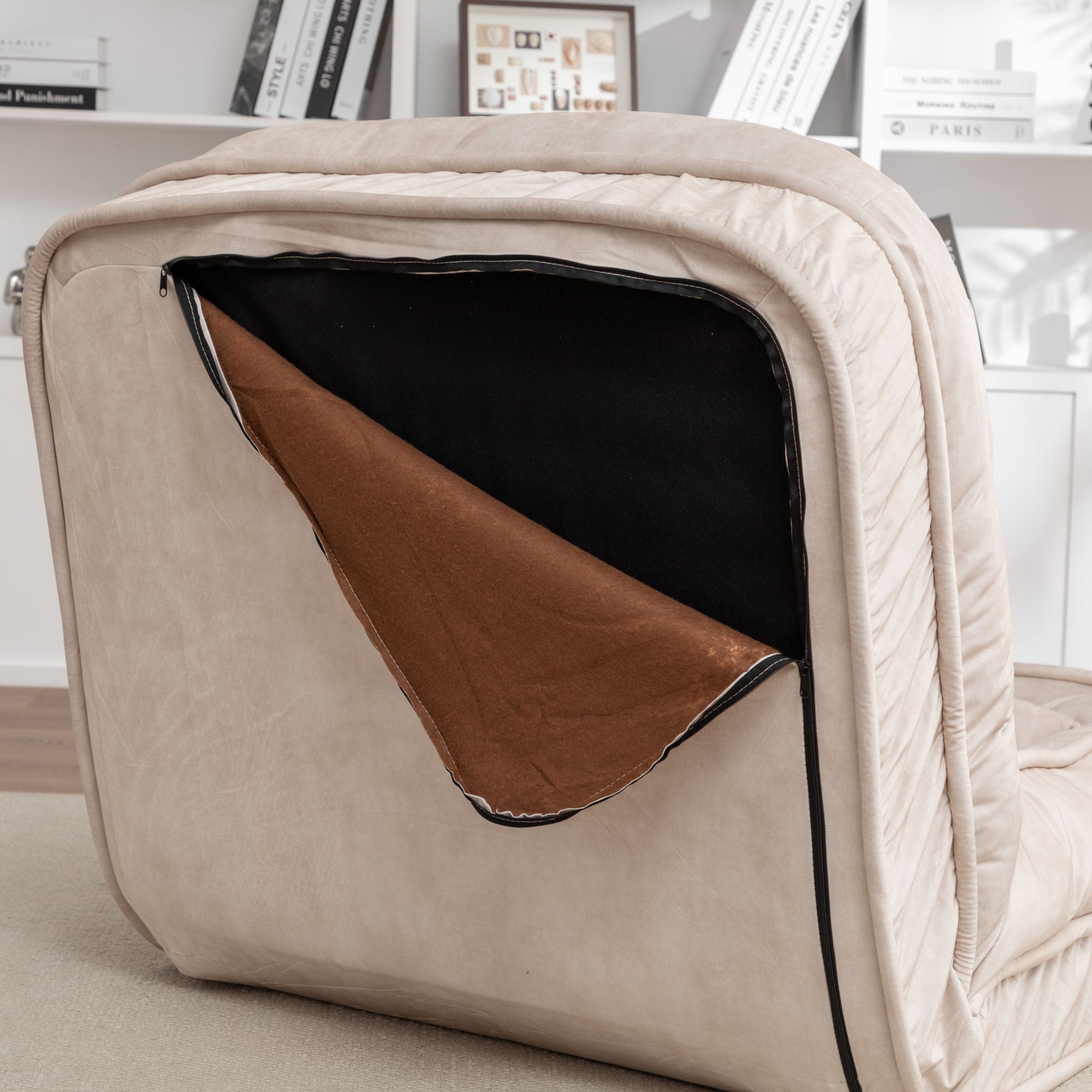 Upholstered Human Dog Bed And Pets, Bean Bag Floor Sofa With Massage Pillow, 5 Adjustable Positions & 2 Soft Pillows