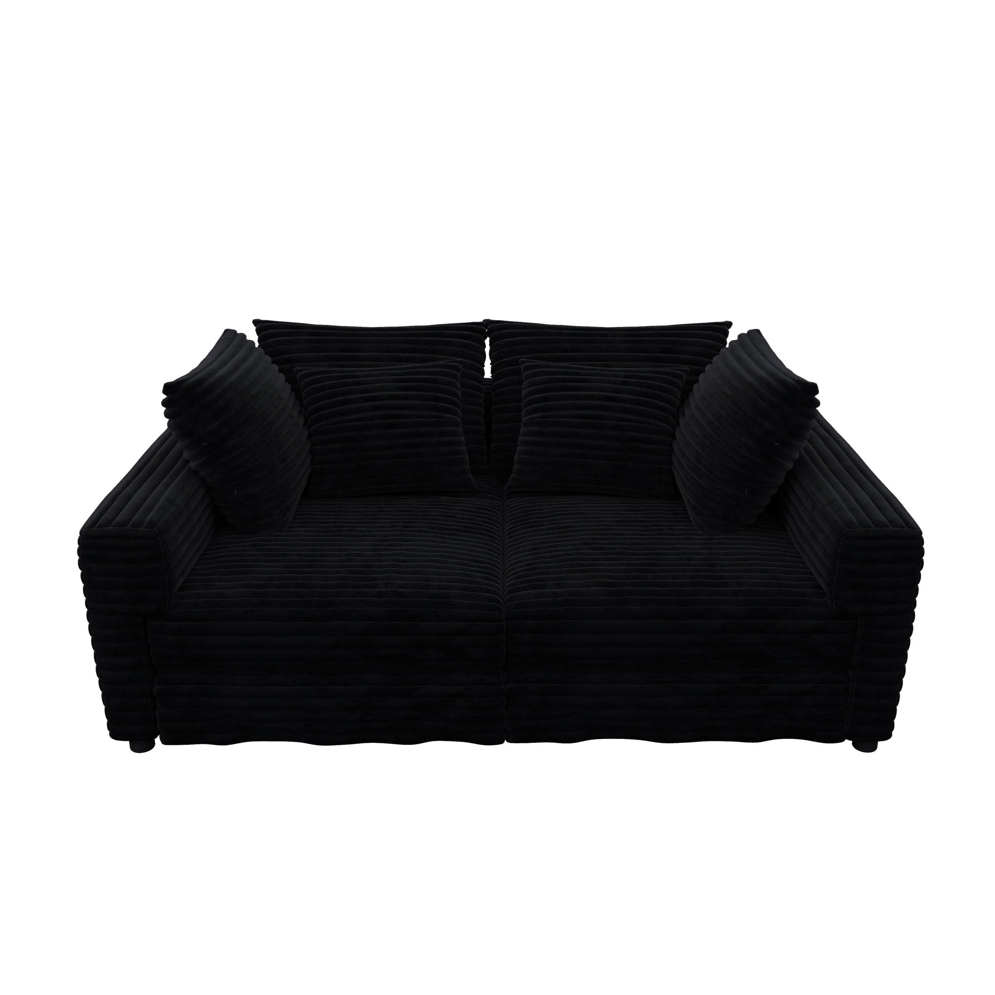 Plush Corduroy 4 Seat Sofa, Modern Comfy Upholstered Sofa Cloud Couch, Deep Seat Couches With Soft Pillows