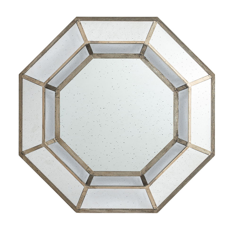Oversized Octagon Mirror, Mid Century Modern Accent Mirror, For Living Room, Entryway, Bedroom, Hallway - Silver