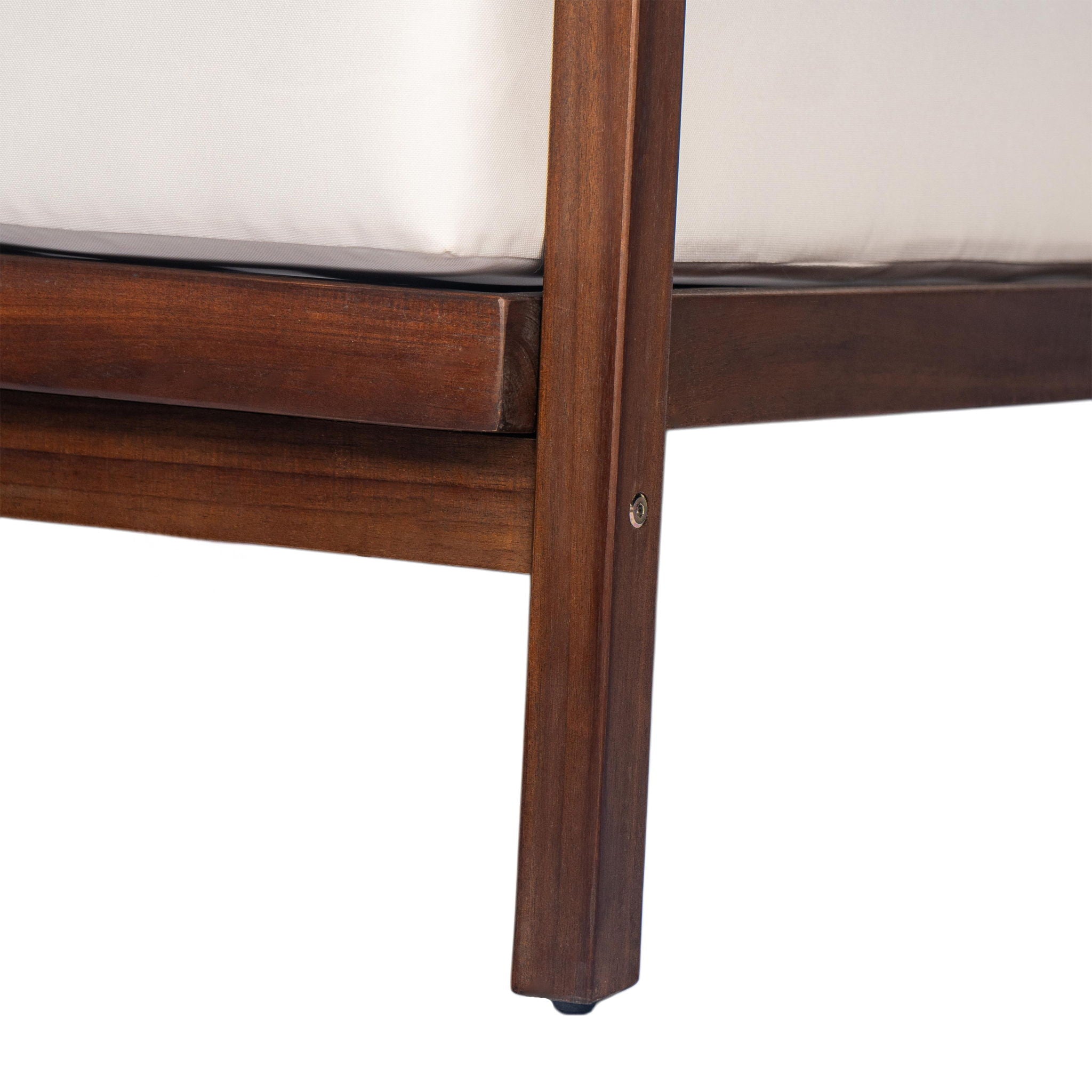 Outdoor Lounge Chair With Woven Backrest, Solid Wood Frame, Comfortable Cushions