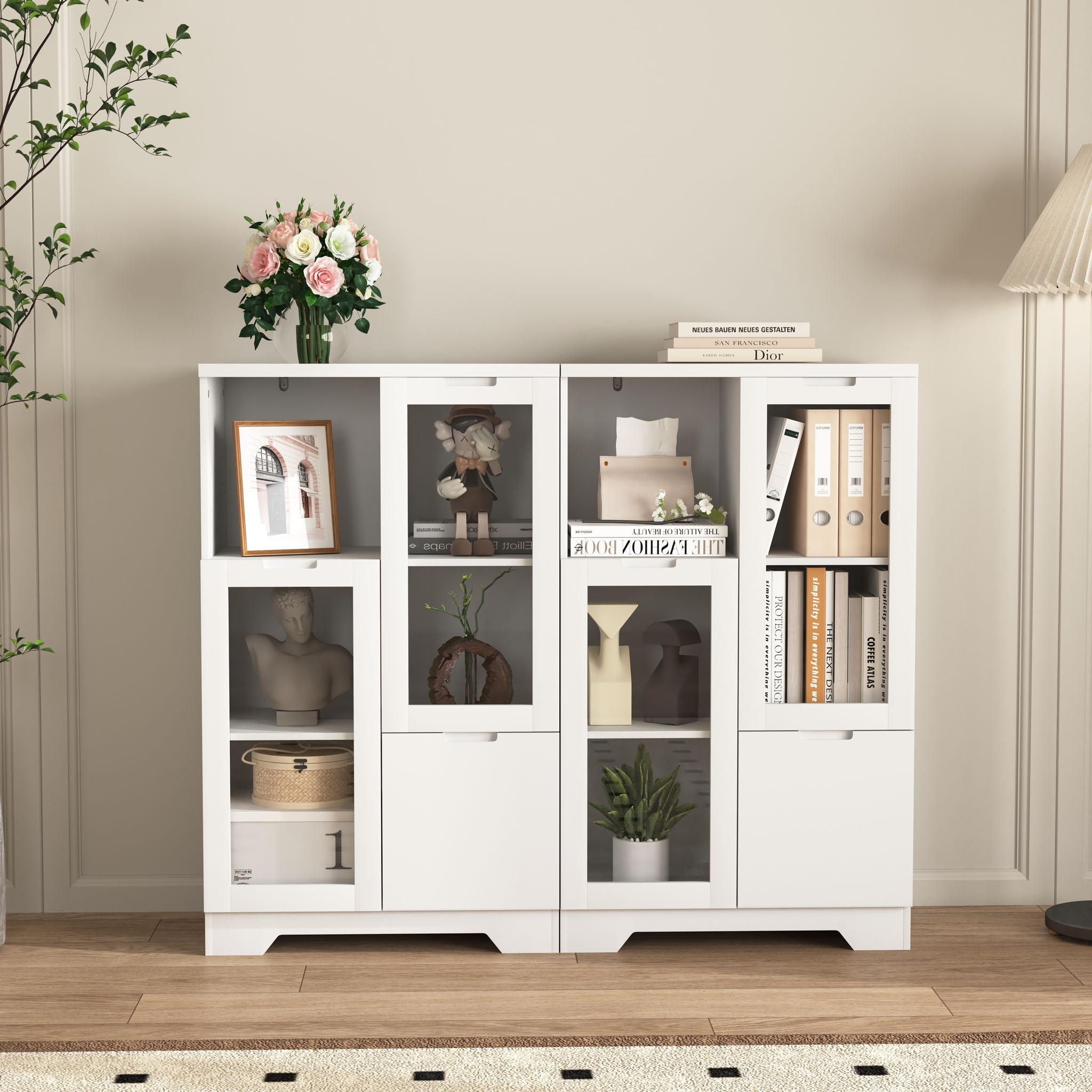 Modern Cabinet With Glass Doors And Drawer