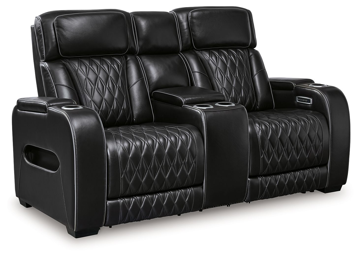 Signature Design by Ashley® Boyington - Power Reclining Loveseat With Console/Adj Hdrst | Meri Furniture