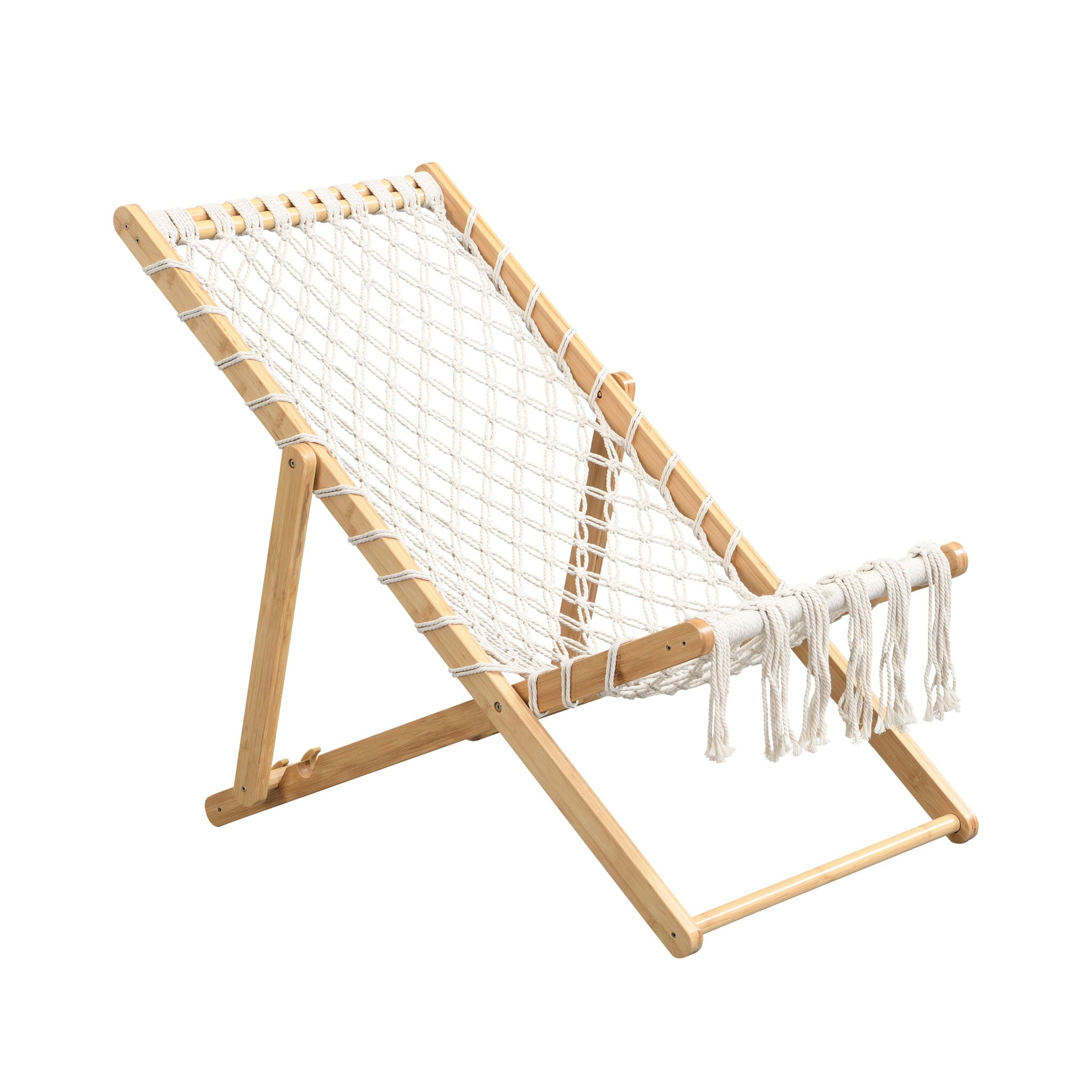 Bamboo Weaving Chair Set With Handwoven Rope For Patio And Living Spaces - Natural