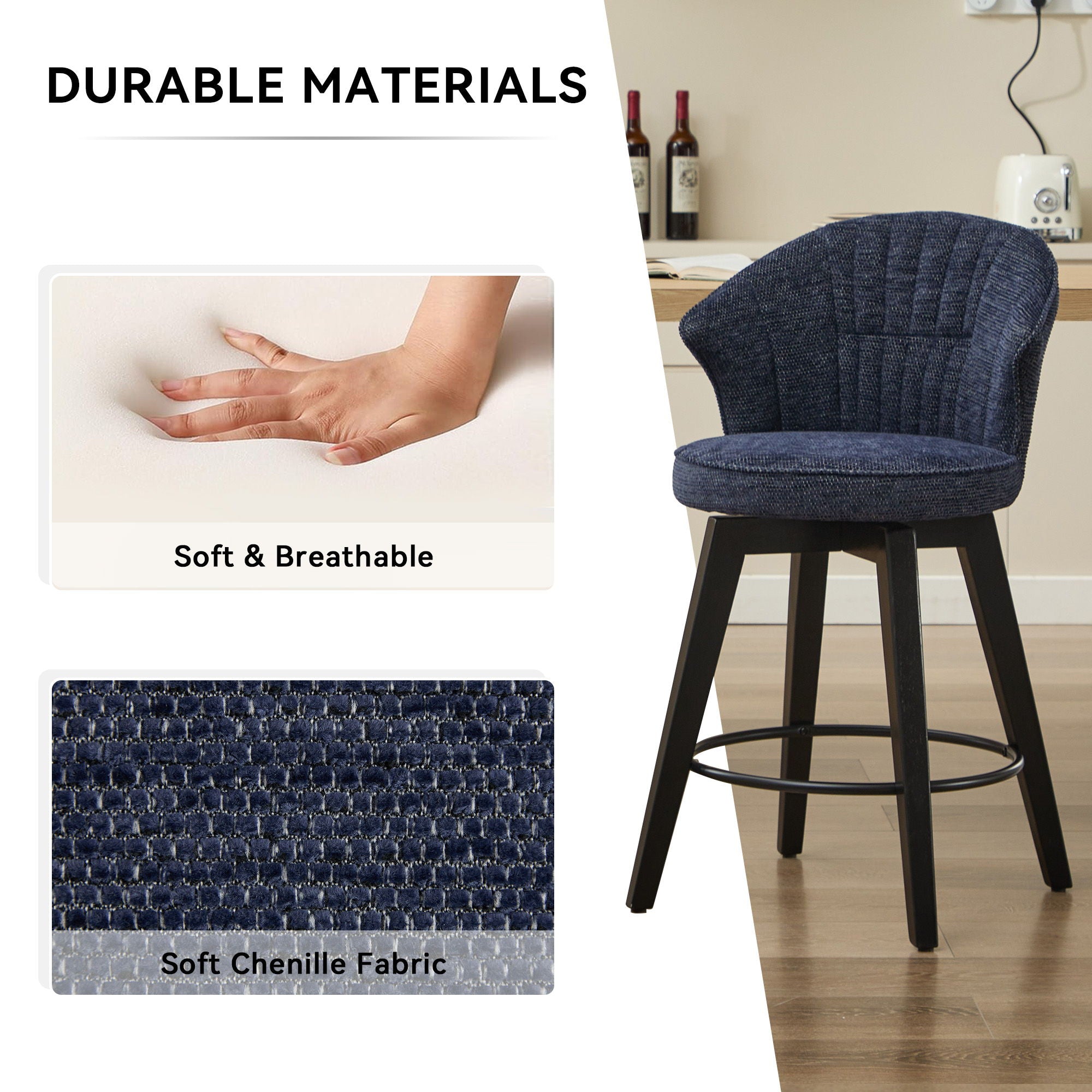 Wing Back Swivel Bar Stools (Set of 2)