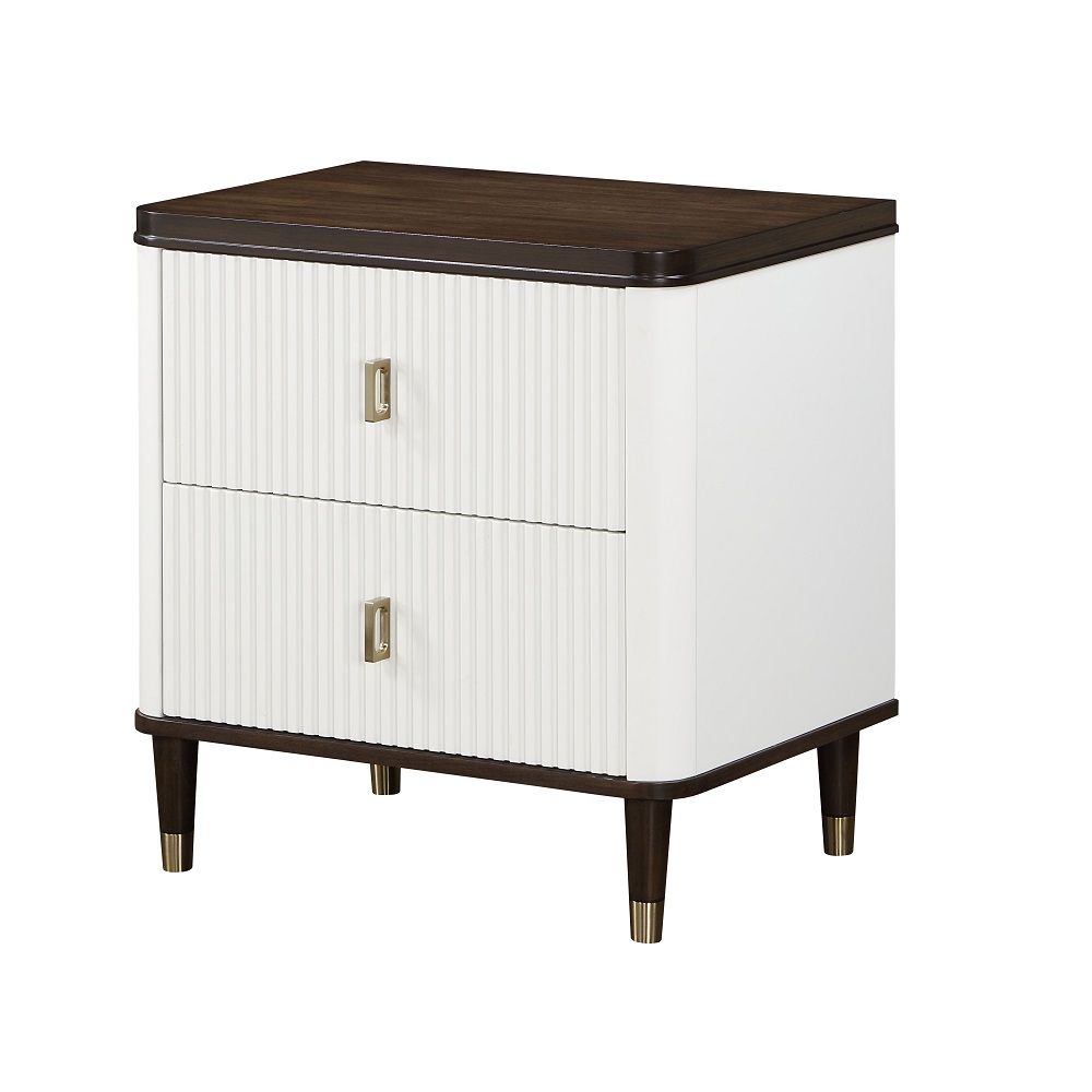 ACME Carena - Nightstand With USB - White & Brown | Meri Furniture