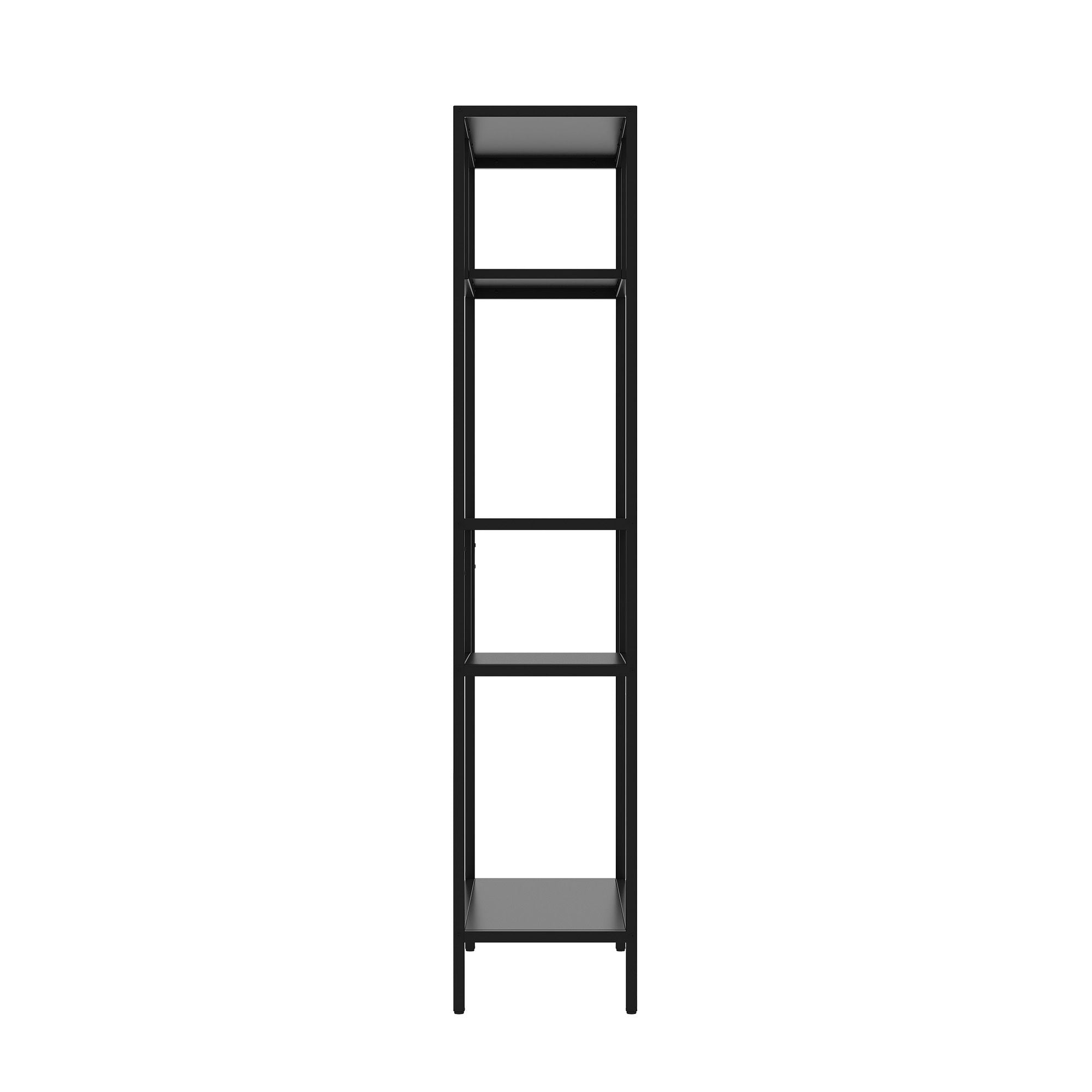 Modern Cube Storage Shelf With 4 Compartments & Metal Legs, Freestanding Organizer For Living Room, Bedroom, Home Office - Brushed Nickel