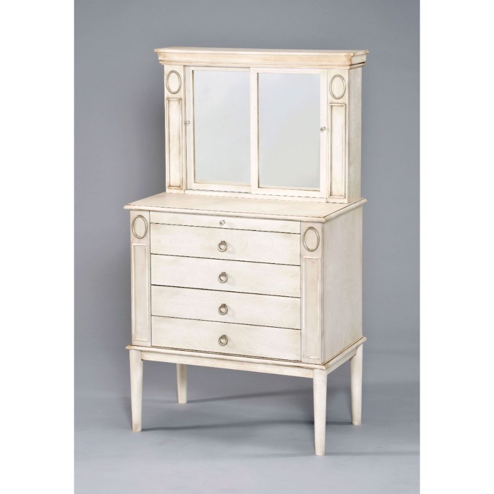 ACME Leven - Jewelry Armoire - Antique White | Meri Furniture