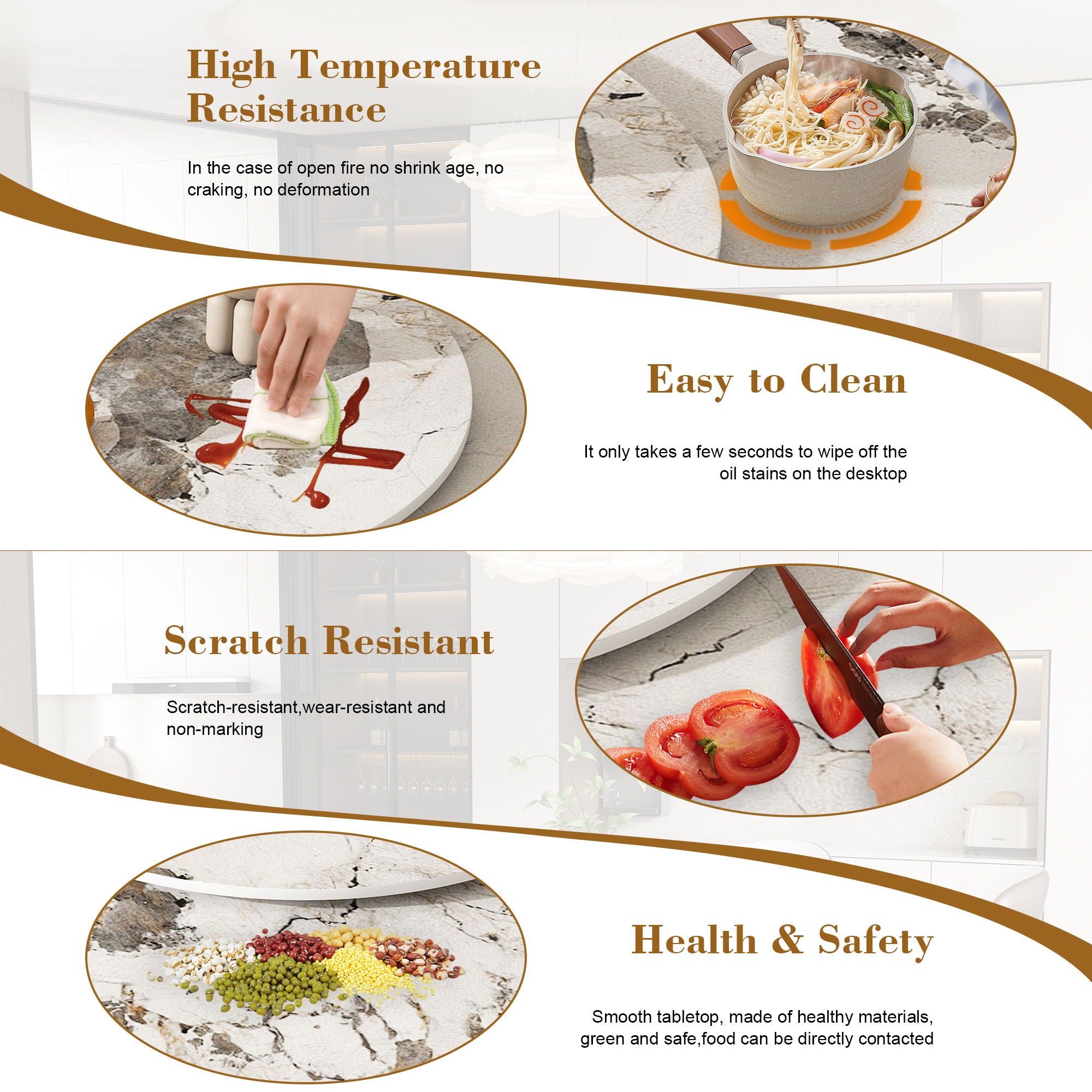 Round Dining Table With Carbon Steel Base And Lazy Susan Industrial Style - Black / White