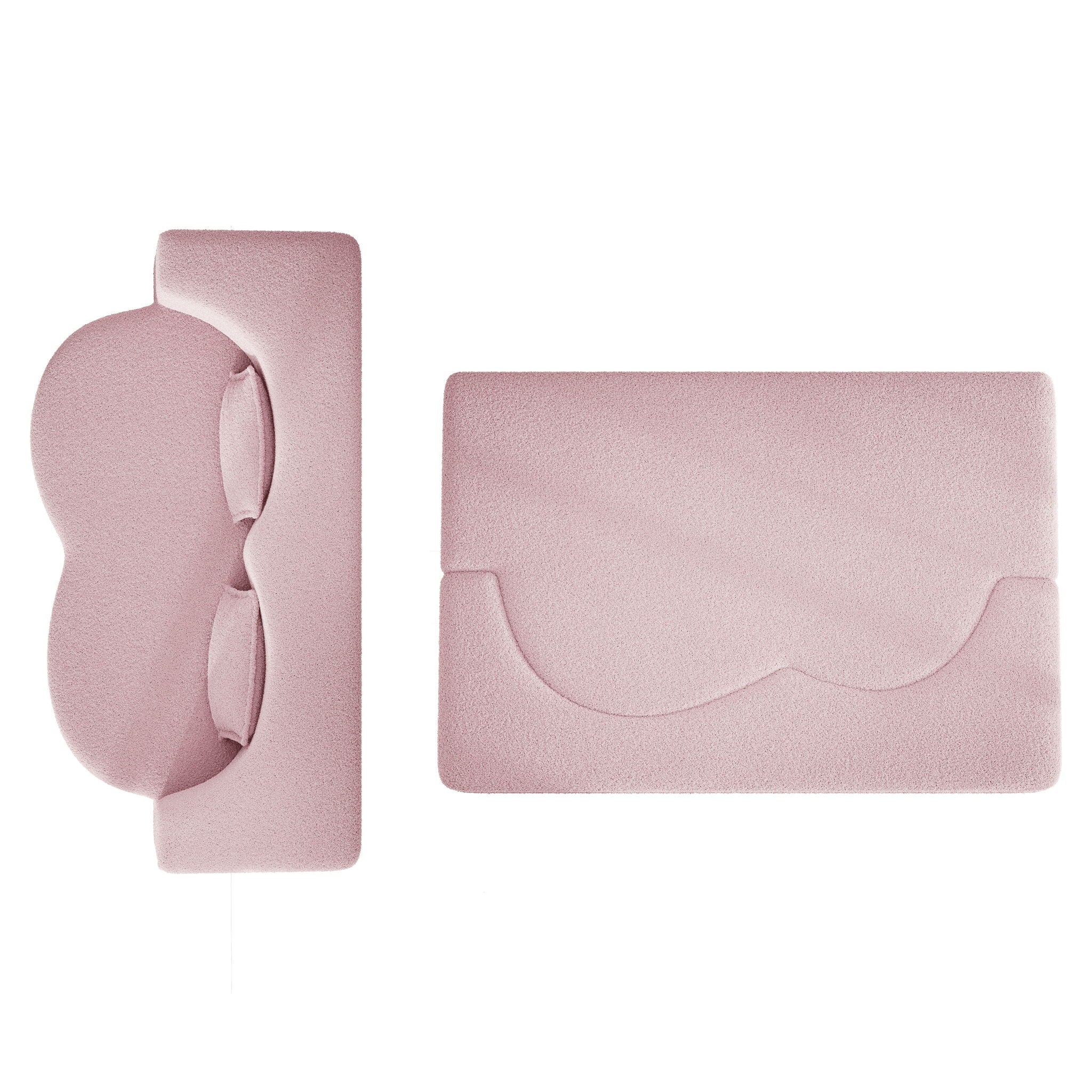 Modern Floor Sofa, With 2 Pillows, Convertible Teddy Fabric Foam Filled Bed