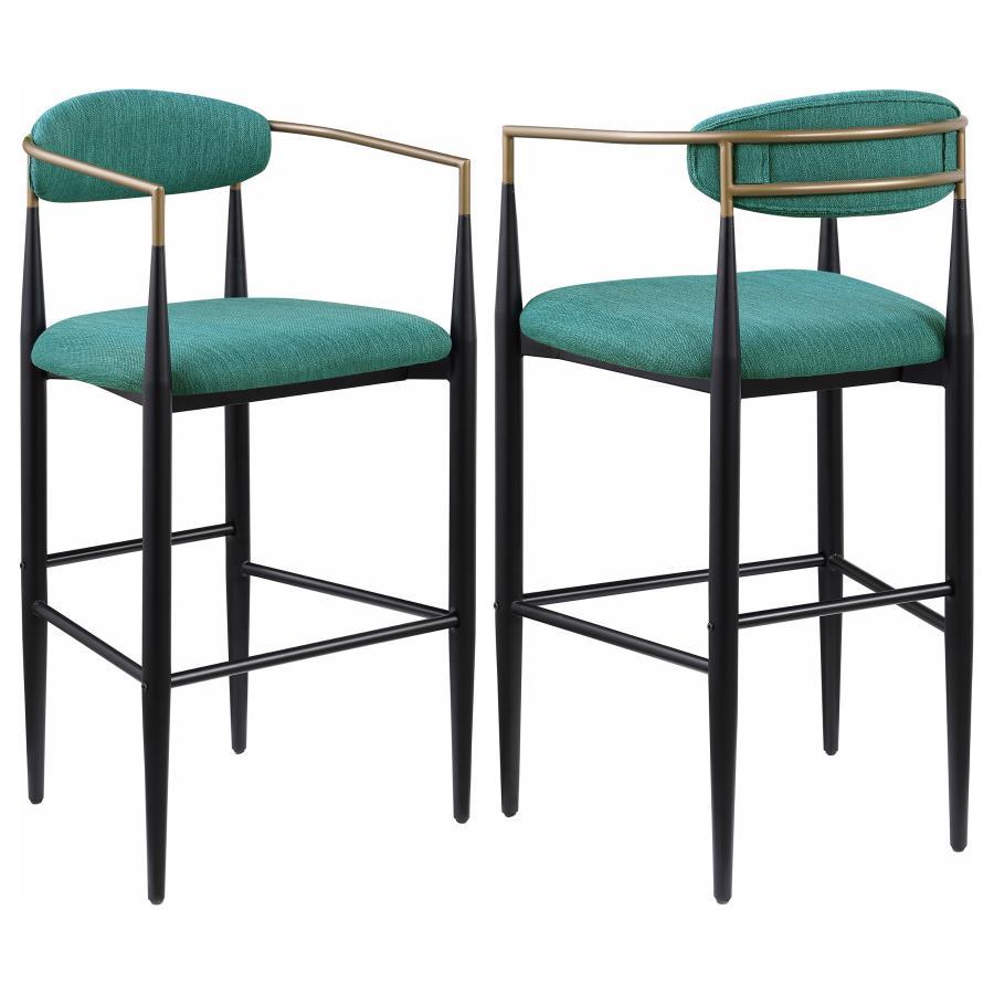 Coaster Fine Furniture Tina - Metal Pub Height Bar Stool With Upholstered Back And Seat (Set of 2) | Meri Furniture