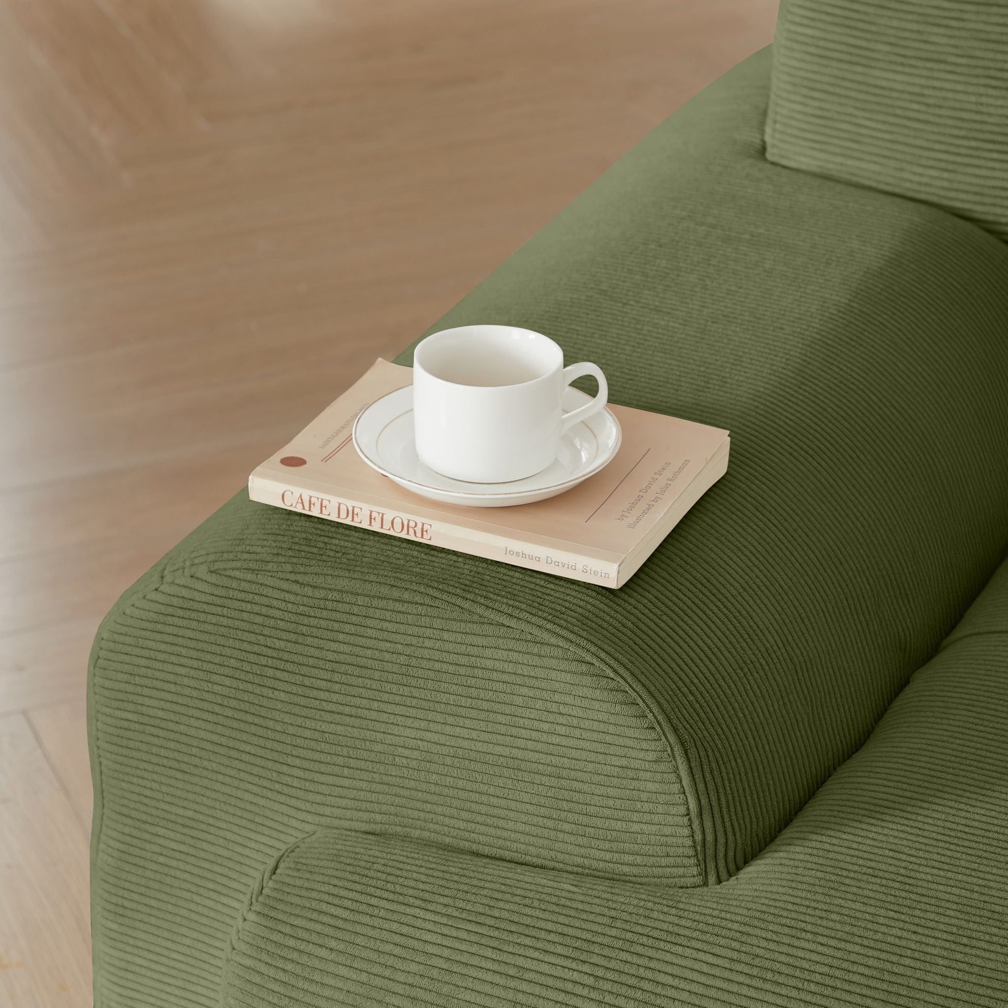 L Shaped Modular Sectional Sofa Corduroy And Movable Ottoman