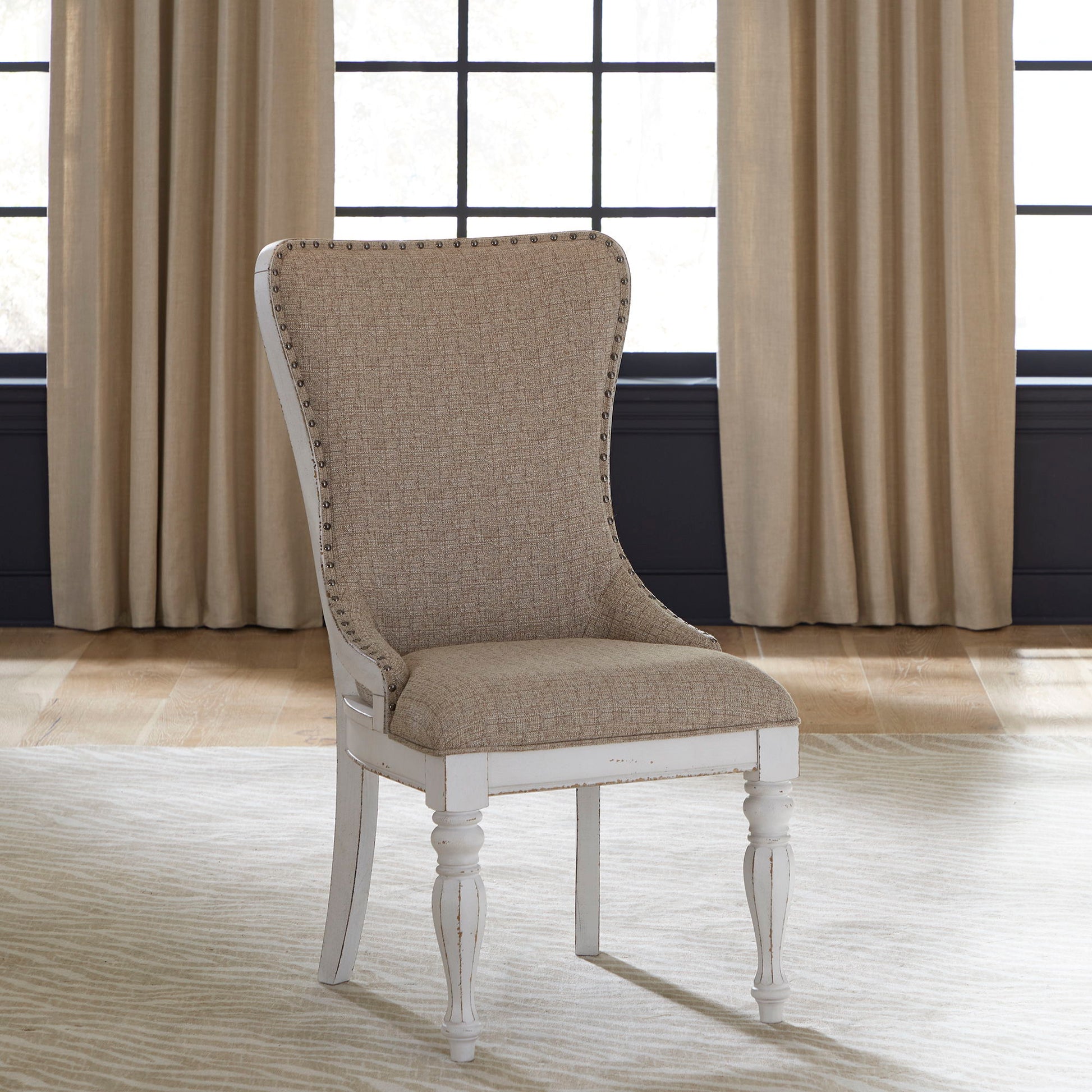 Liberty Furniture Magnolia Manor - Upholstered Wing Back Side Chair (RTA) - White | Meri Furniture