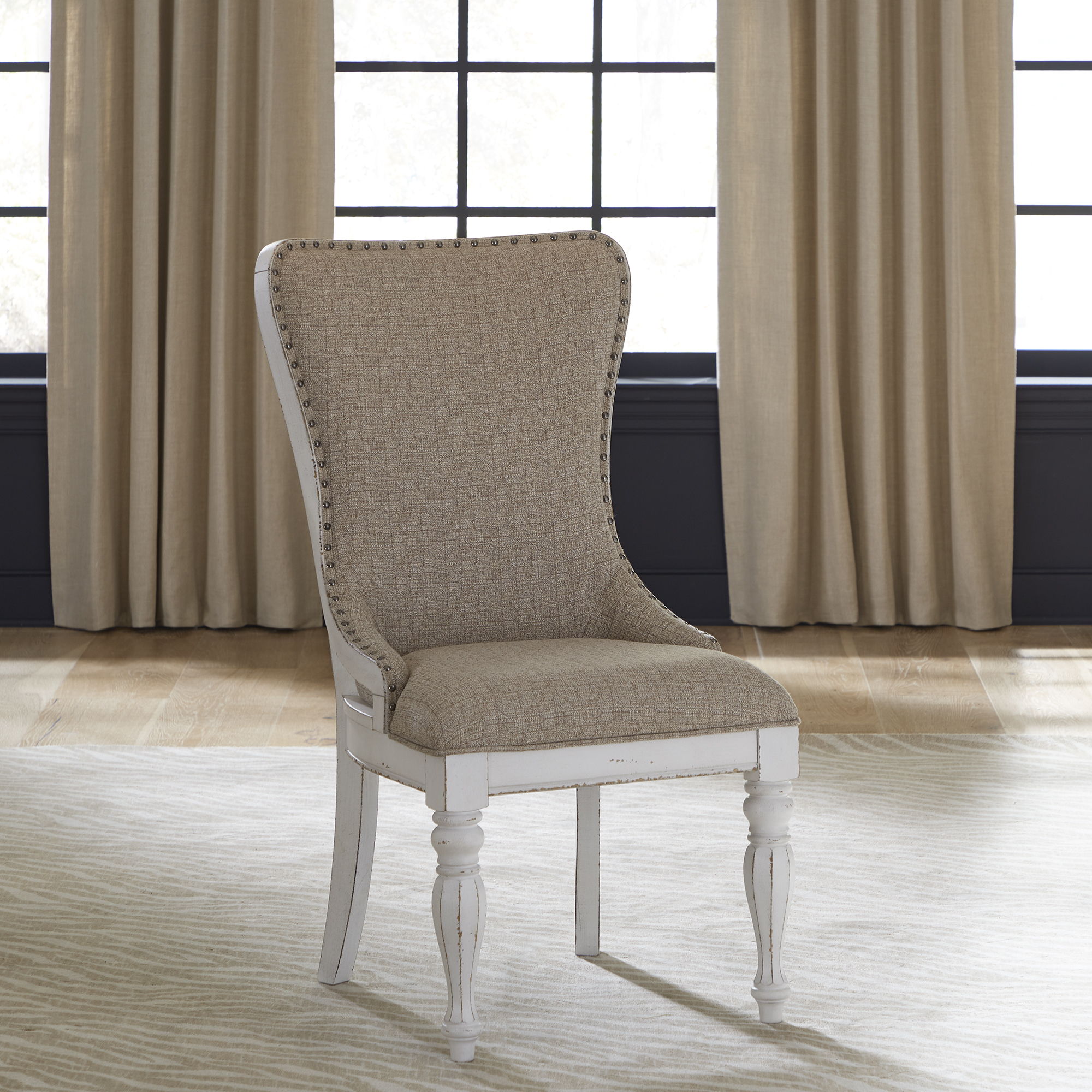 Liberty Furniture Magnolia Manor - Upholstered Wing Back Side Chair (RTA) - White | Meri Furniture