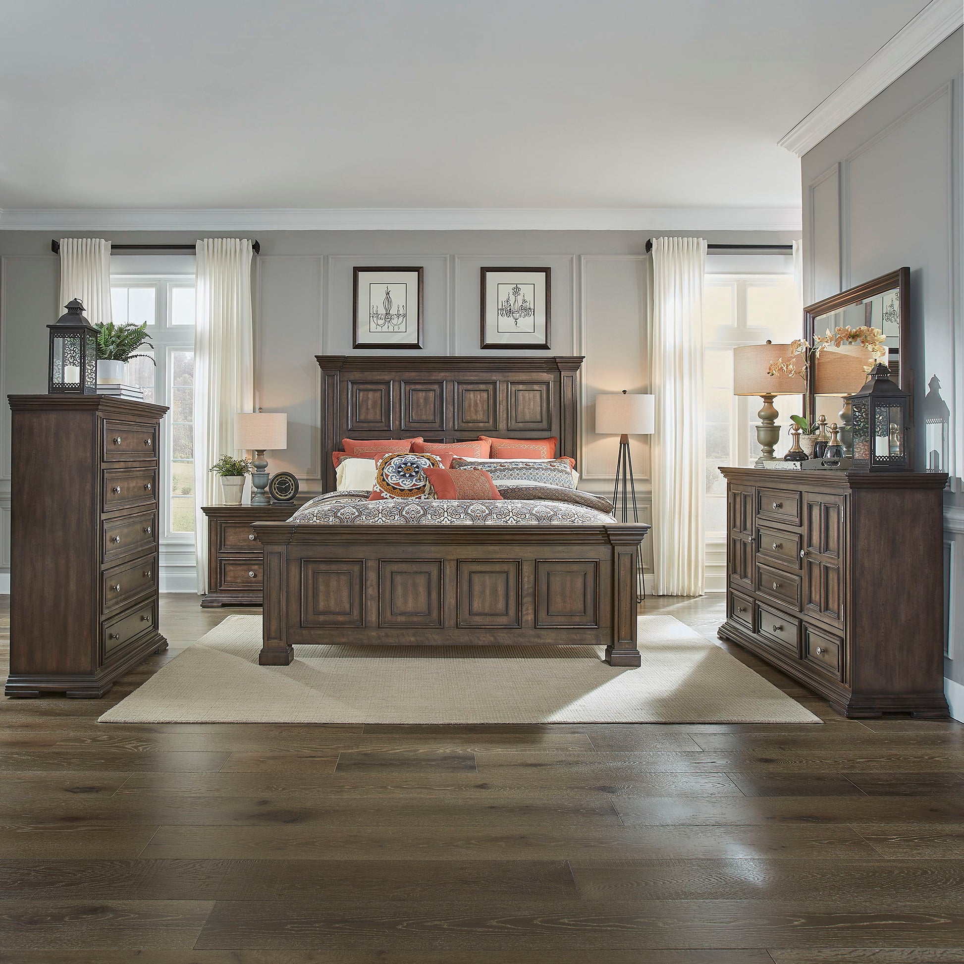 Liberty Furniture Big Valley - Panel Bed, Dresser & Mirror | Meri Furniture