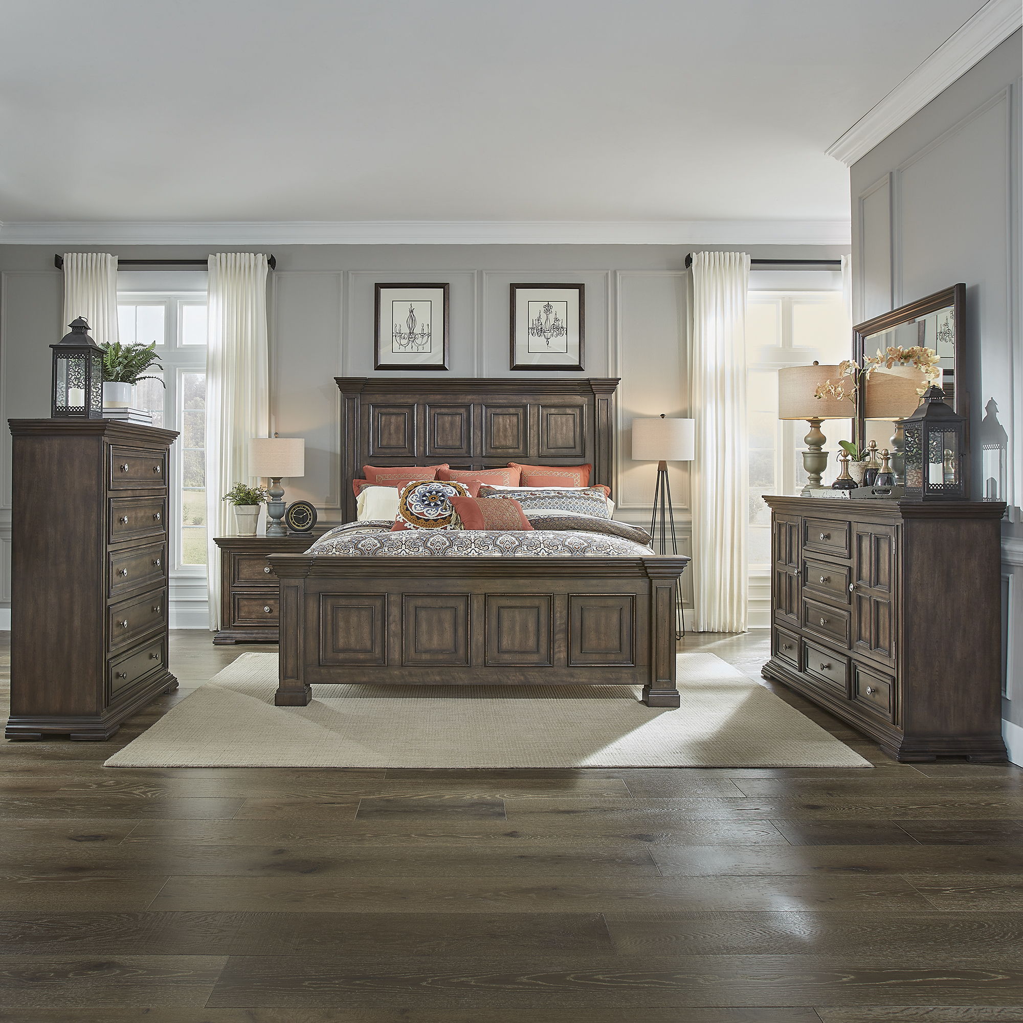 Liberty Furniture Big Valley - Panel Bed, Dresser & Mirror | Meri Furniture