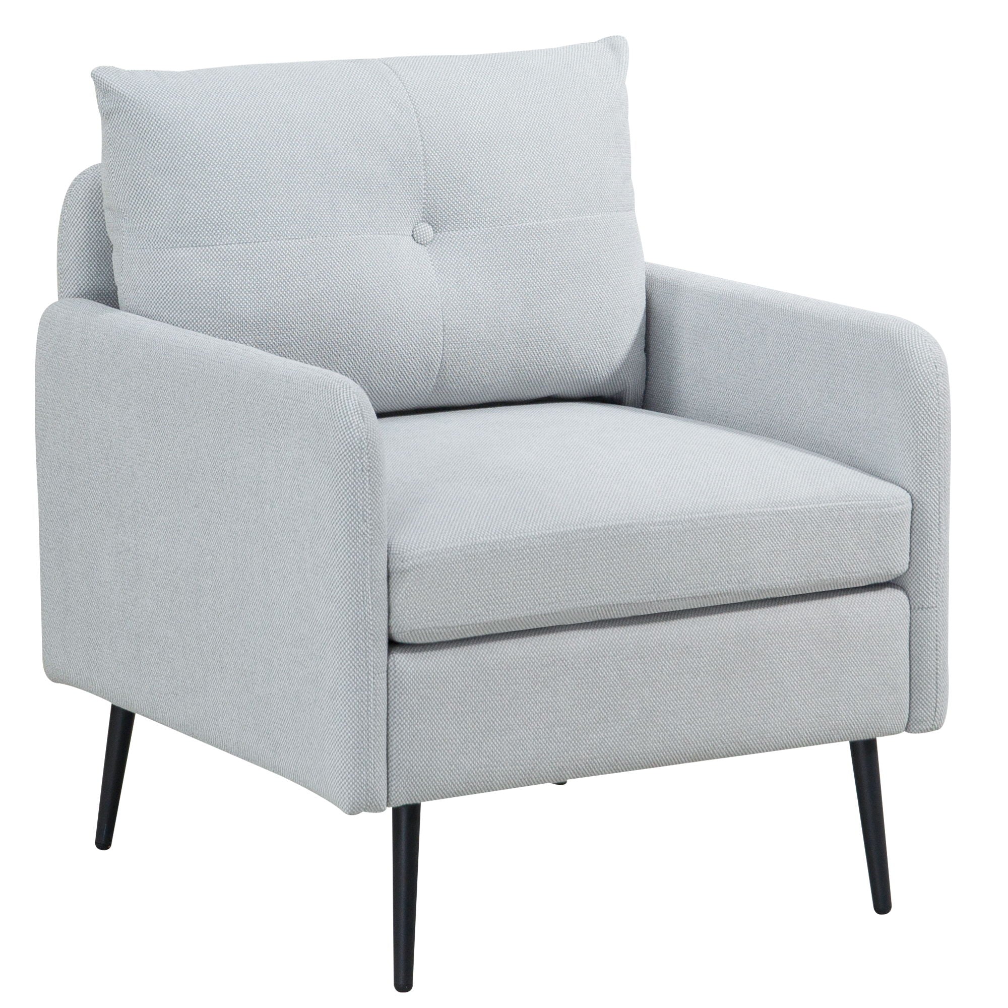 Contemporary Accent Chair With Metal Legs, Comfy Chenille Fabric Armchair