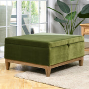 Knox - Square Storage Cocktail Ottoman - Olive Green