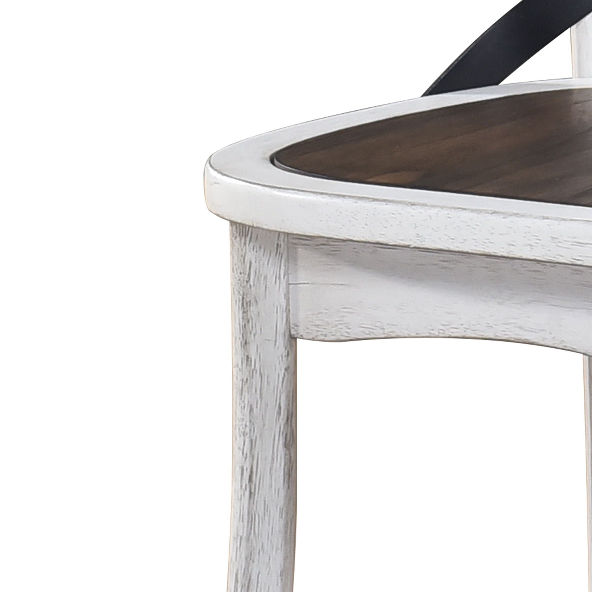 2 Pieces Set Dining Side Chair Rustic Modern Farmhouse Design Retro Design With Metal X Design - Antique Dark Oak / Antique White