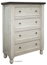 International Furniture Direct Stone - Chest With 4 Drawers - Antiqued Ivory / Weathered Gray | Meri Furniture
