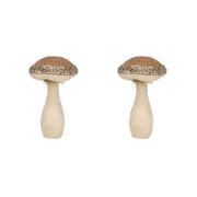 Mushroom Holiday Ornament, For Harvest Festival Fall Festival & Thanksgiving Table Decorations (Set of 2) - Beige / Light Brown