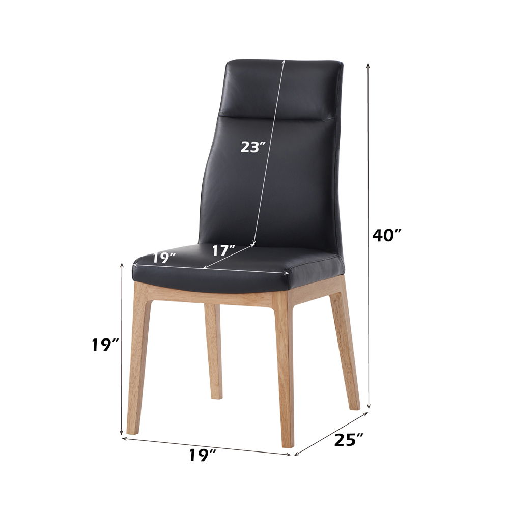 Raquan - Side Chair Set of 2) - Black Leather & Walnut