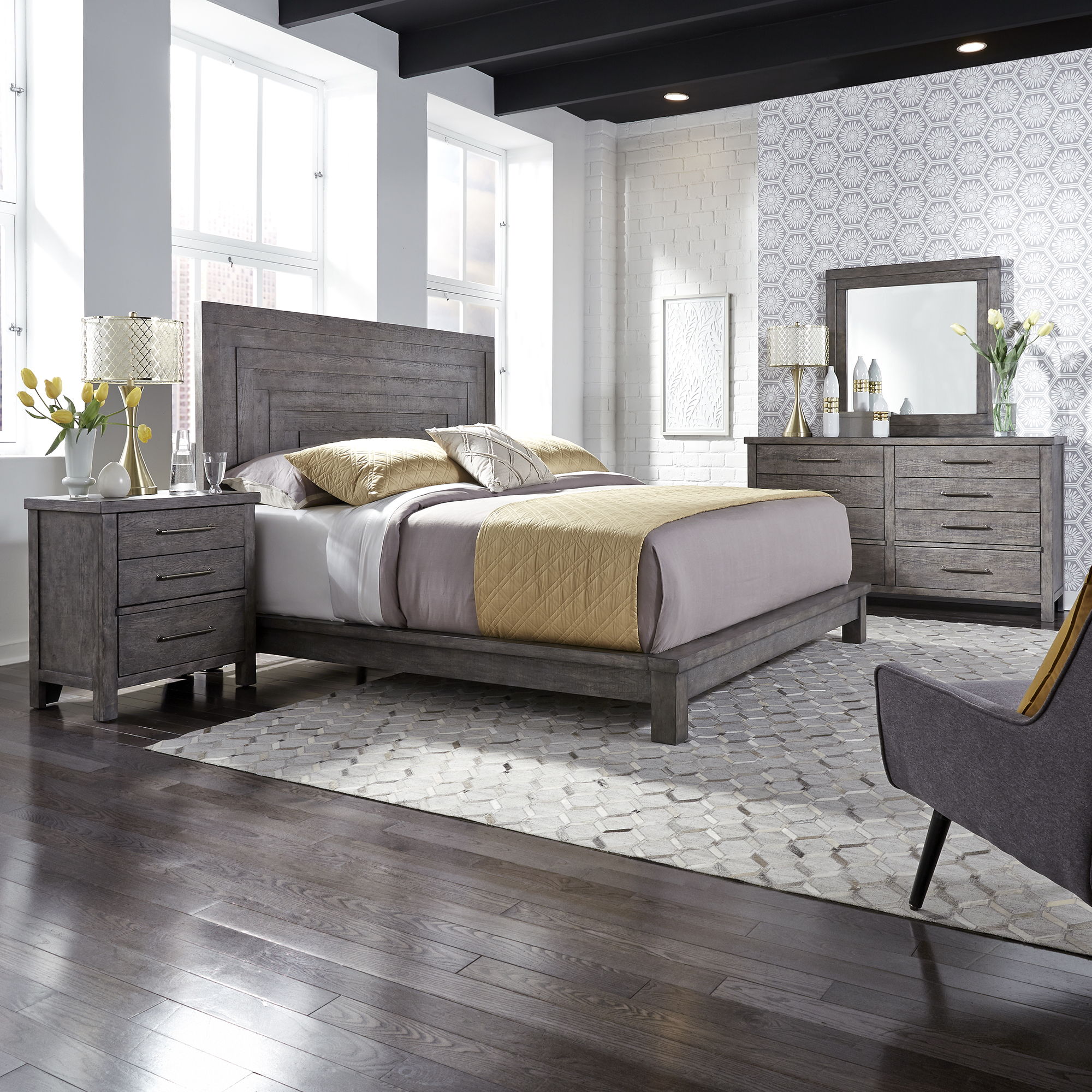 Liberty Furniture Modern Farmhouse - Platform Bed, Dresser & Mirror | Meri Furniture